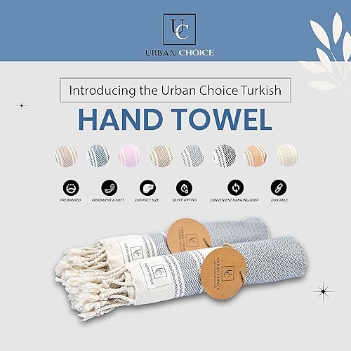 Vista 49 de Juego de 2 toallas de mano turcas con lazo para colgar (18 x 38 pulgadas), prelavadas, toallas de mano decorativas multiusos para baño, manos