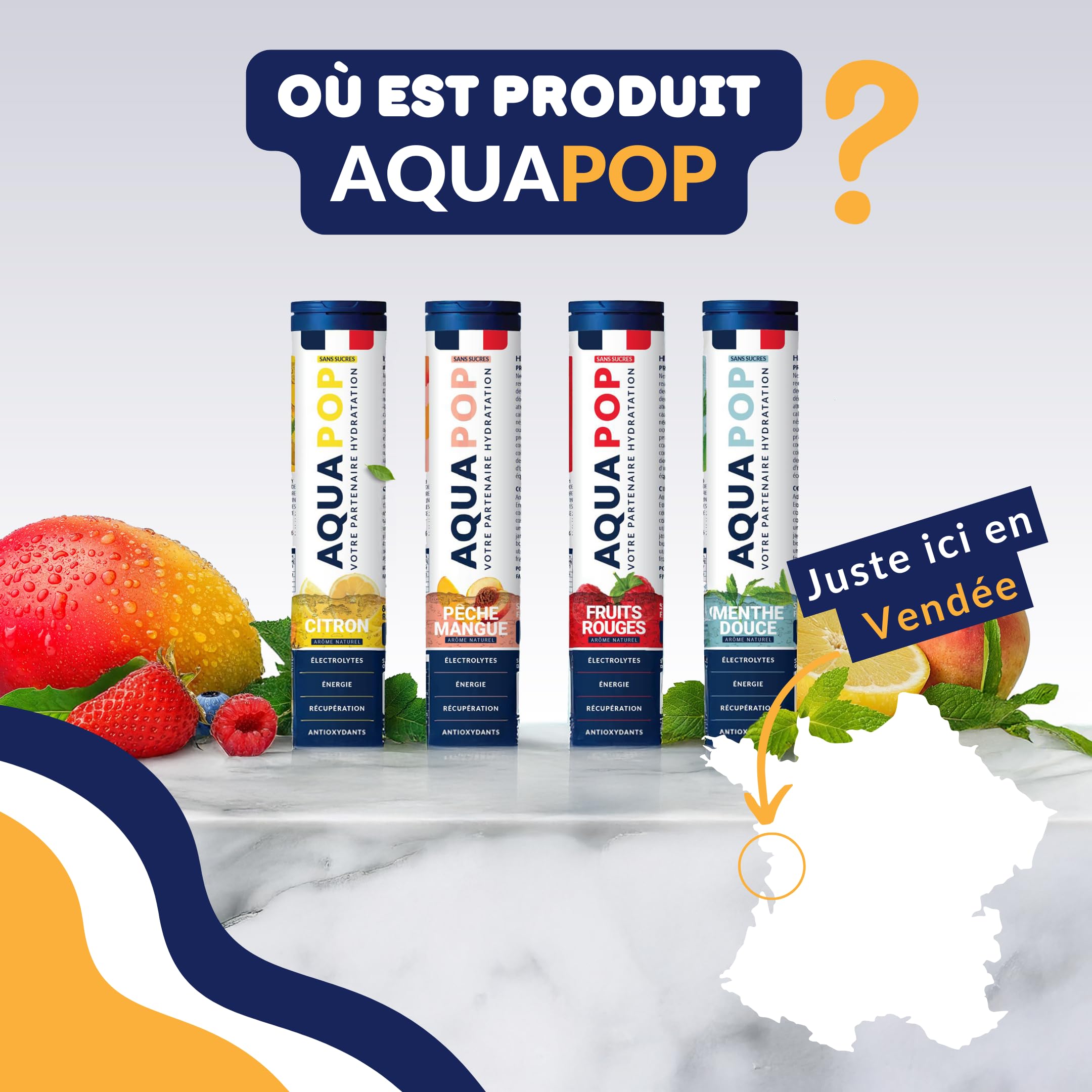 AQUAPOP - Pastilles électrolytes - Pack de 2 (Citron et Fruits Rouge) - Sans Sucres - Favorise l'hydratation et l'énergie - 20 Comprimés Minéraux et Vitamines - Sport & Bien-être - 2 Pack