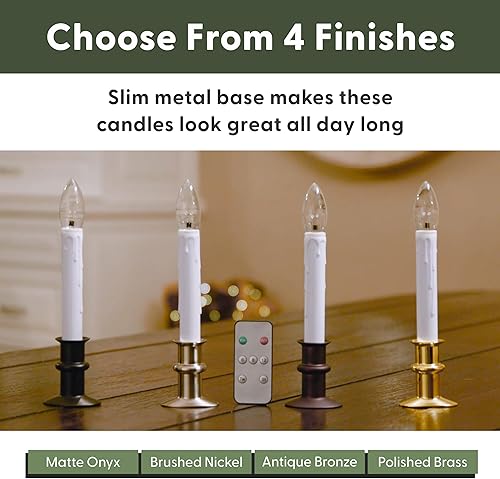 Miniatura 7 de 612 Vermont Velas LED ultra brillantes para ventana con temporizador, control remoto, luz LED parpadeanteconstante, funciona con pilas, base de