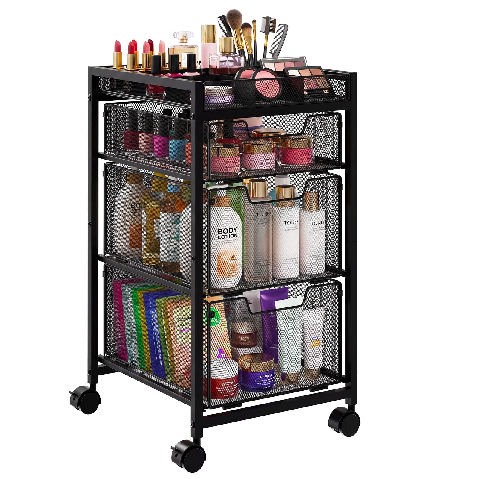 JKsmart Rolling Makeup Cart Organizer in Black