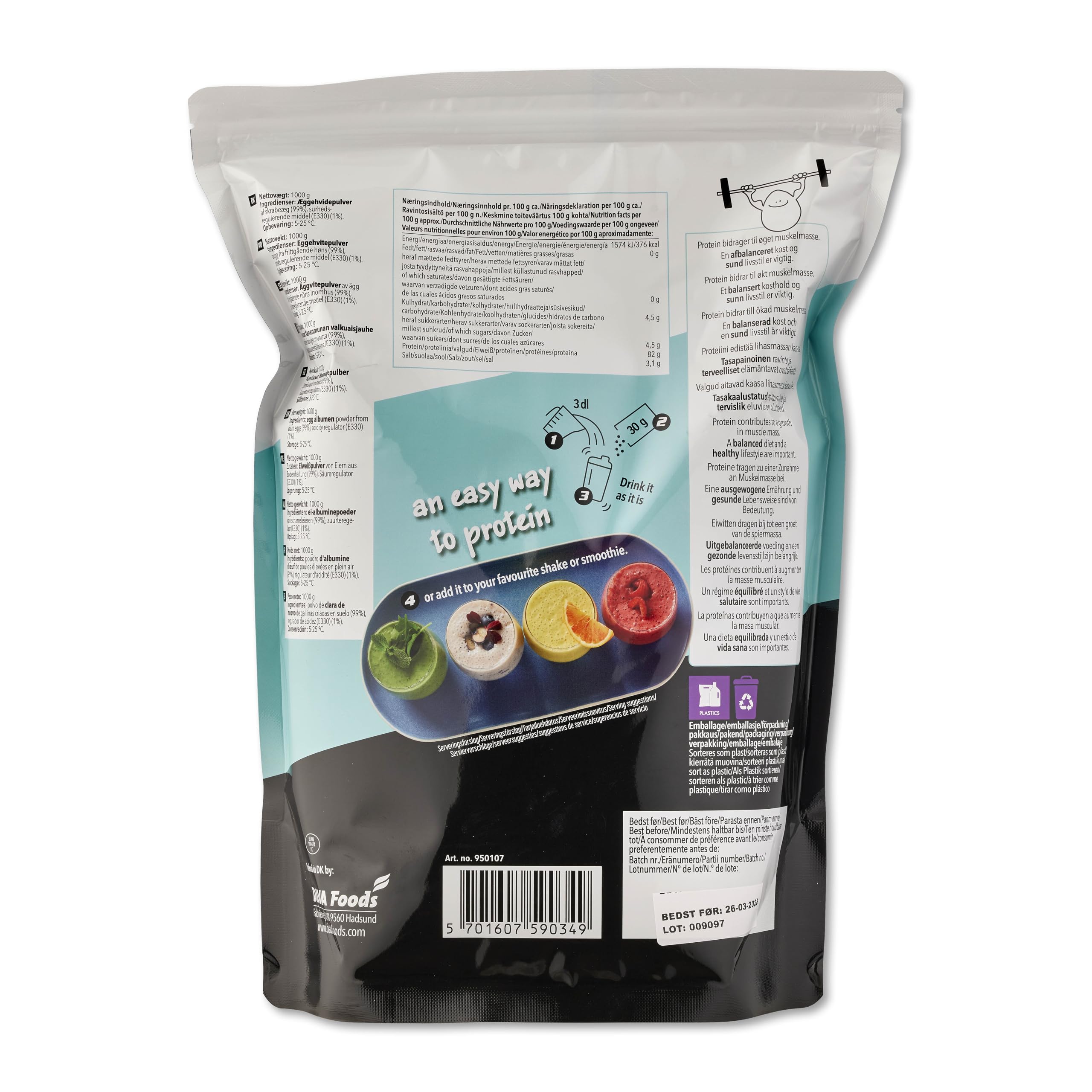 DAVA whitePRO™ Instant Eiklar Pulver 1 kg | 82g Protein pro 100g | Sofort Löslich, Fettfrei, Geschmacksneutral, Ideal für Shakes & Smoothies, Laktosefrei