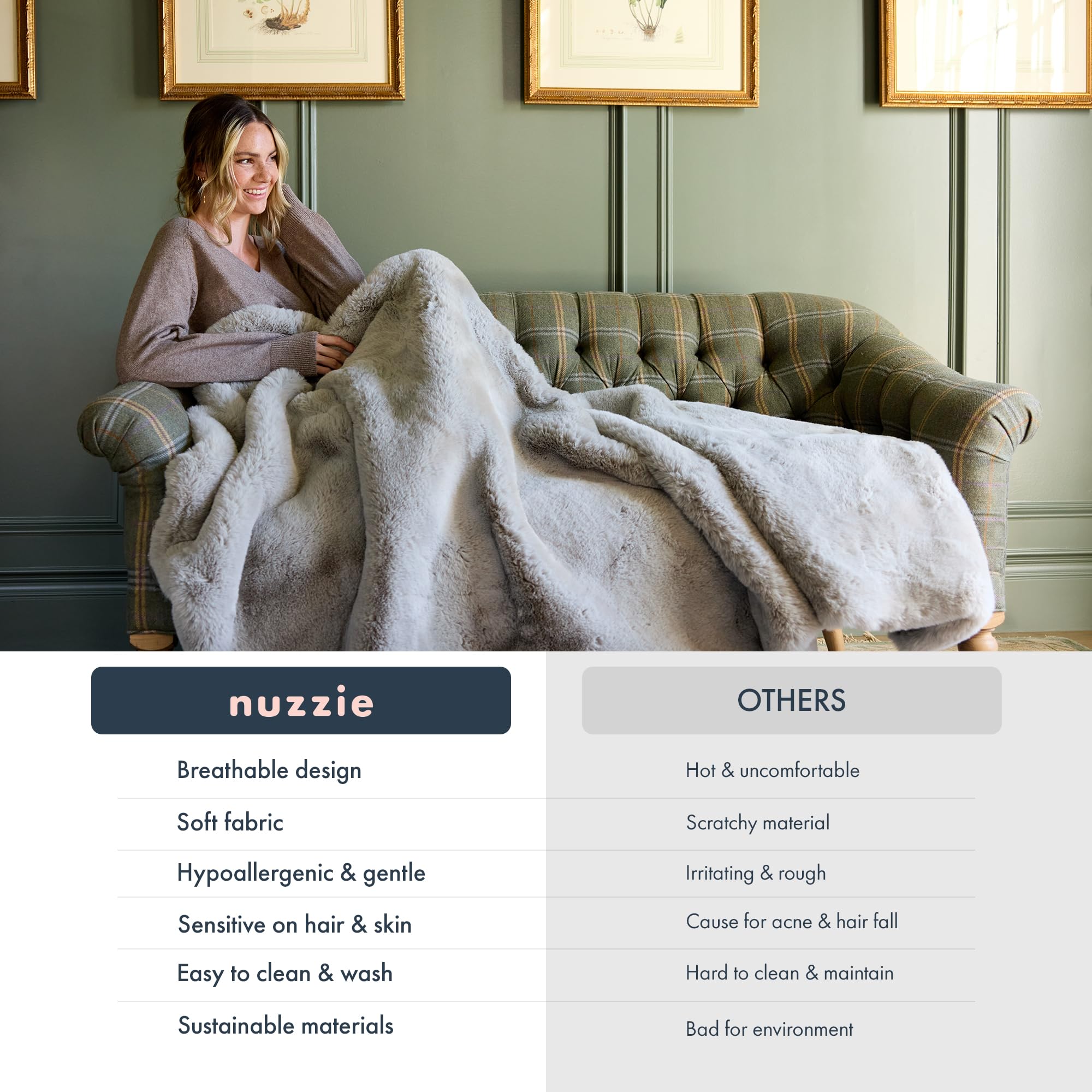 Nuzzie SnuggleLuxe Decke, Earl Grey (152,4 x 203,2 cm)