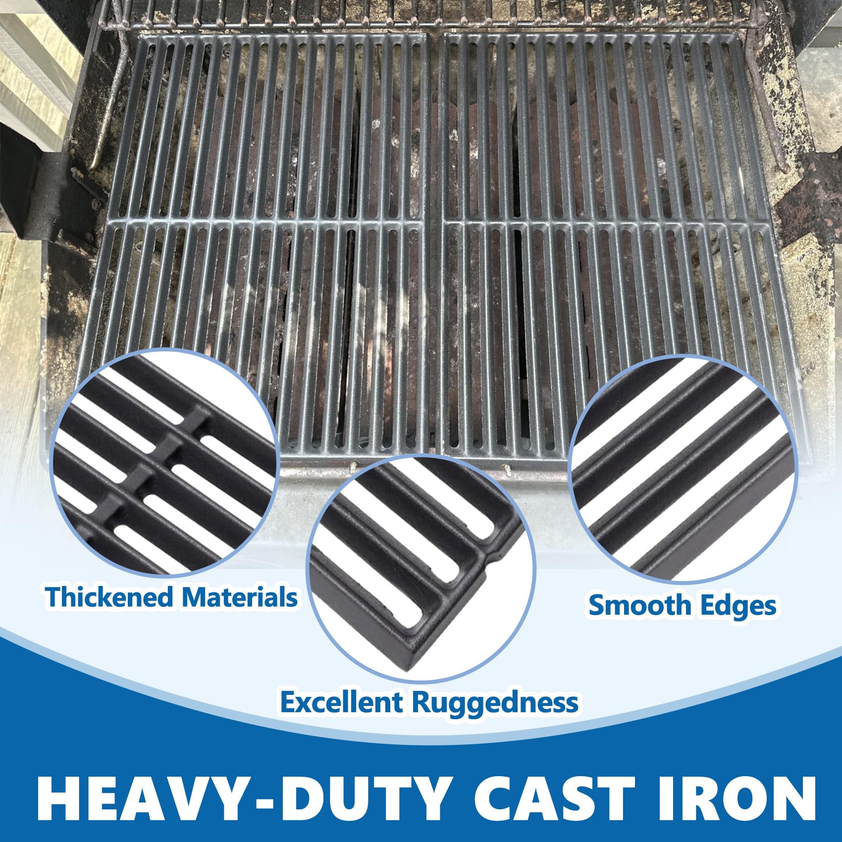 SafBbcue Grillroste Ersatzteile für Broil King 9312-67 9346-54 9346-67 1370-4 1371-4 1372-4 3354-4 1854-4 4411-54 543-74 943-27 Monarch 20 40 cm. -11222 Gusseisen-Gitter | 2 Roste (je 37 x 27 cm) für Broil King Monarch TEC Patio/Sterling II, für Huntingto