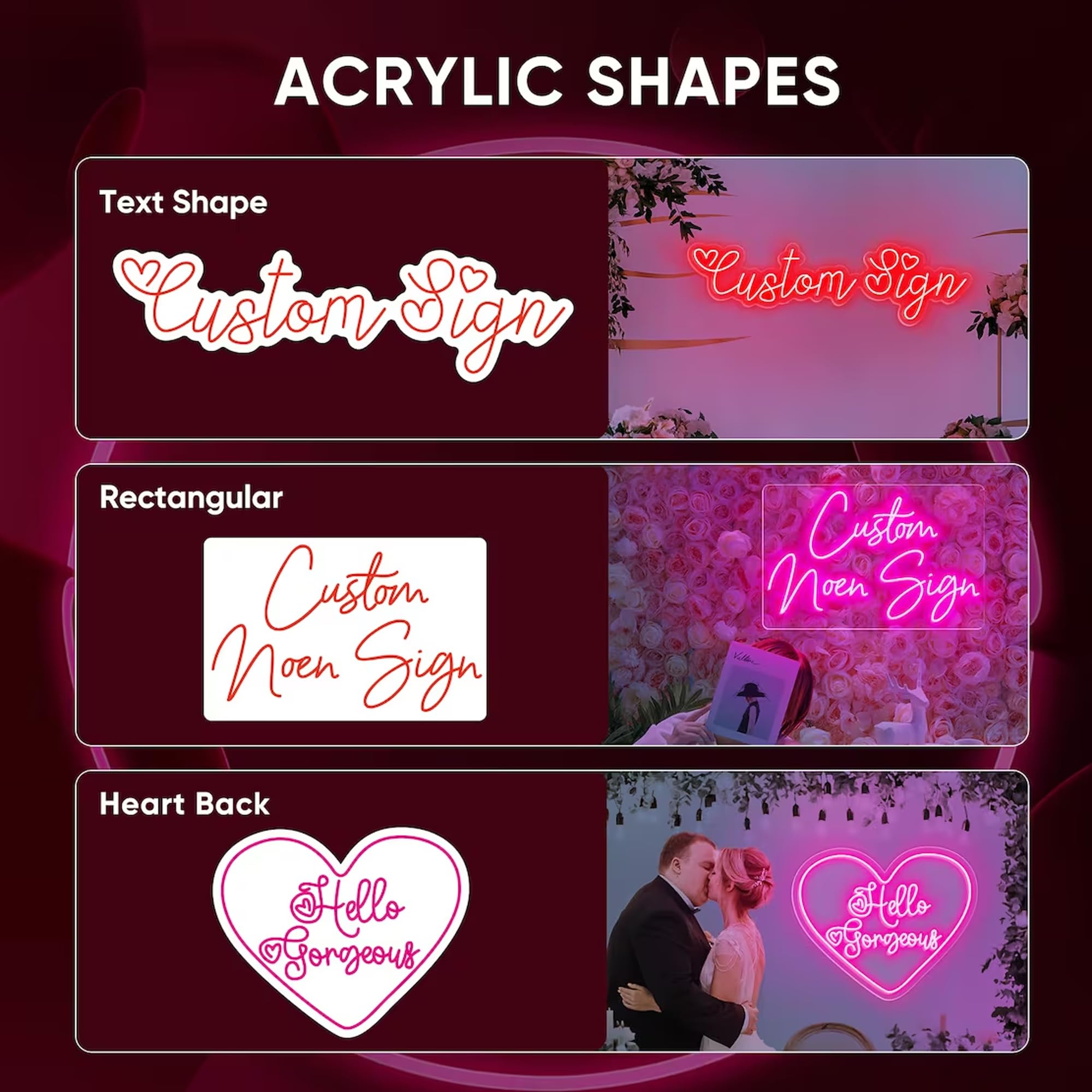 Neon Personalizado, luz de Señales Luminosas Personalizada para Pared Fiesta en casa Boda Cumpleaños Logo Letrero de luz (Opcional 40-150cm, 1-3 líneas)