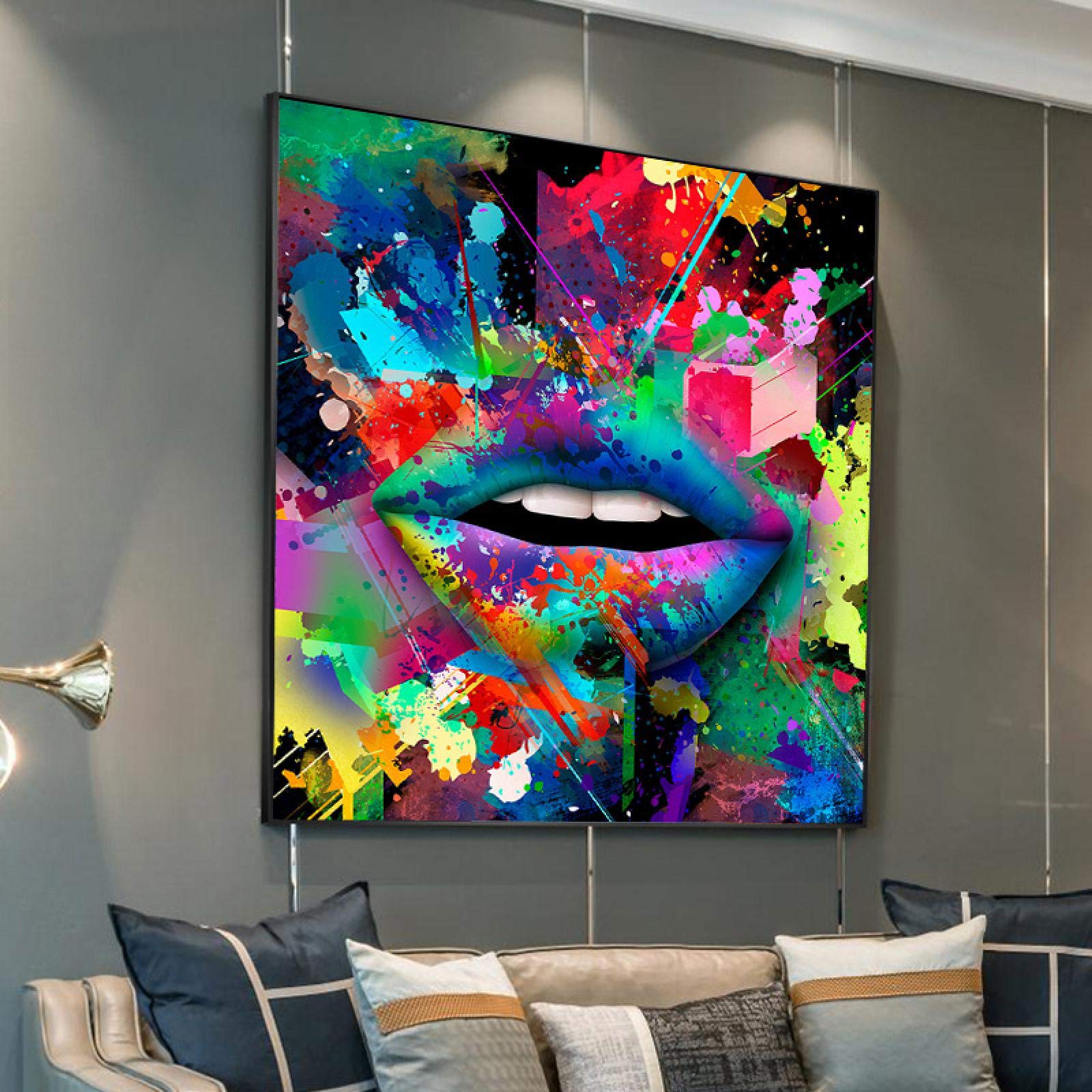 Amazon.co.jp: グラフィティアートキャンバス絵画カラフルな唇