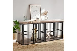 86.62'' Dog Crate Nightstand Kennel, Brown - Extra Large Dog Crates for 150 Pound Dogs