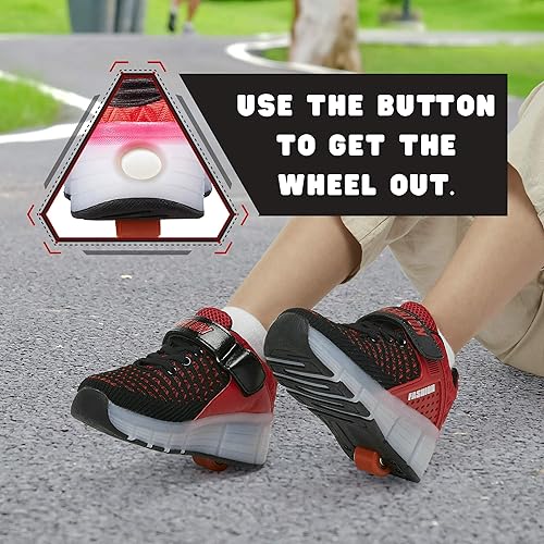 Miniatura 9 de SDSPEED - Tenis con patines para niños con luces LED recargables de 7 colores, zapatillas de una sola rueda