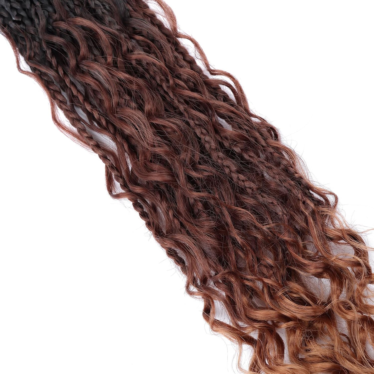 Goddess Box Braids Crochet Hair 18 inch Curly Ends,Crochet Box Braids 8 Packs Bohomian Box Braids Crochet hair Synthetic Braiding Hair Extension 1b/33/30