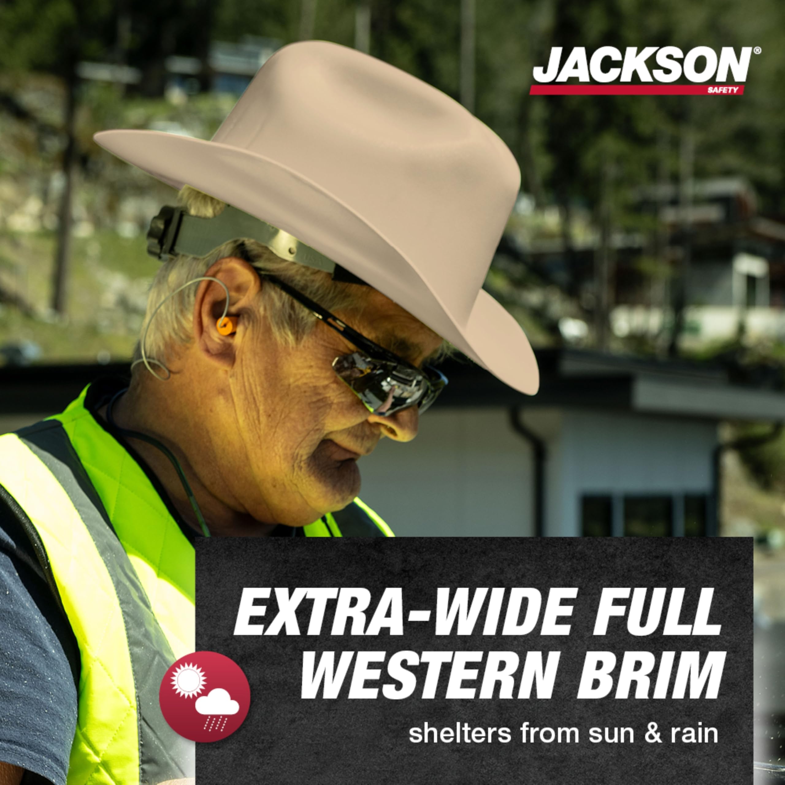 Jackson Safety Cowboy Hard Hat - Non-Vented, Full Brim, 4-Point