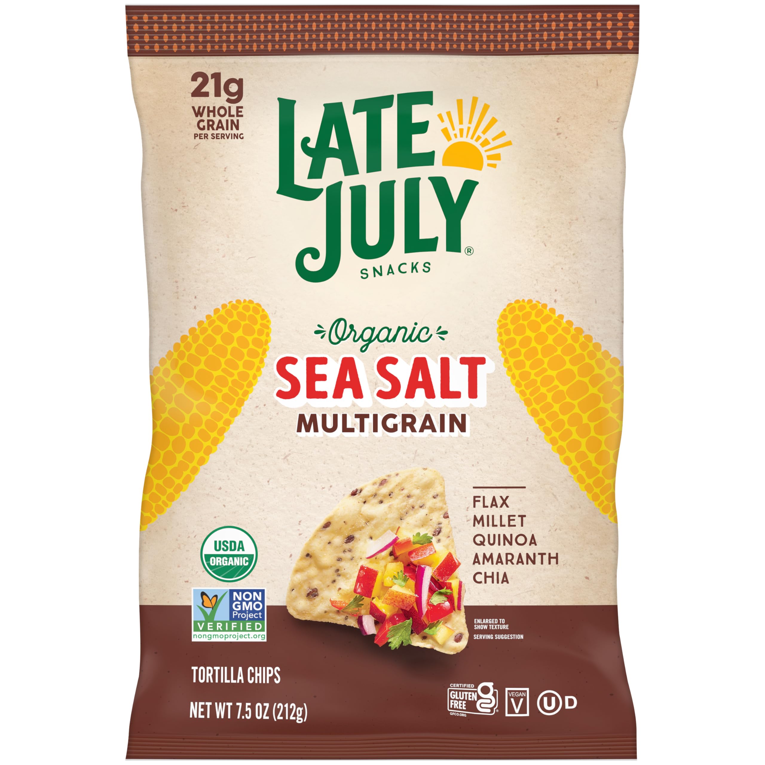 Late July Organic Sea Salt Multigrain Tortilla Chips, 7.5 Ounce