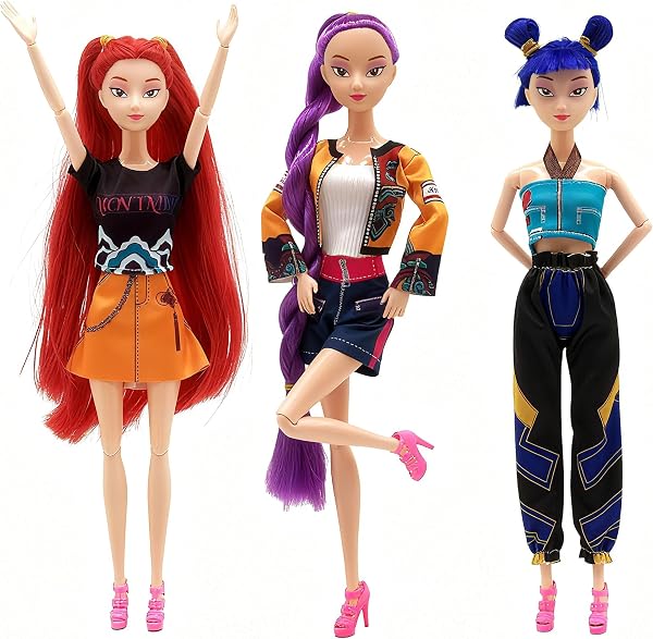 AZDHOT Demon Hunters Toys Action Dolls Set, 11.5-inch Poseable Dolls with Movable Joints, 3-Pack Collectible Model Toys for Fans and Kids Game Gift - 1
