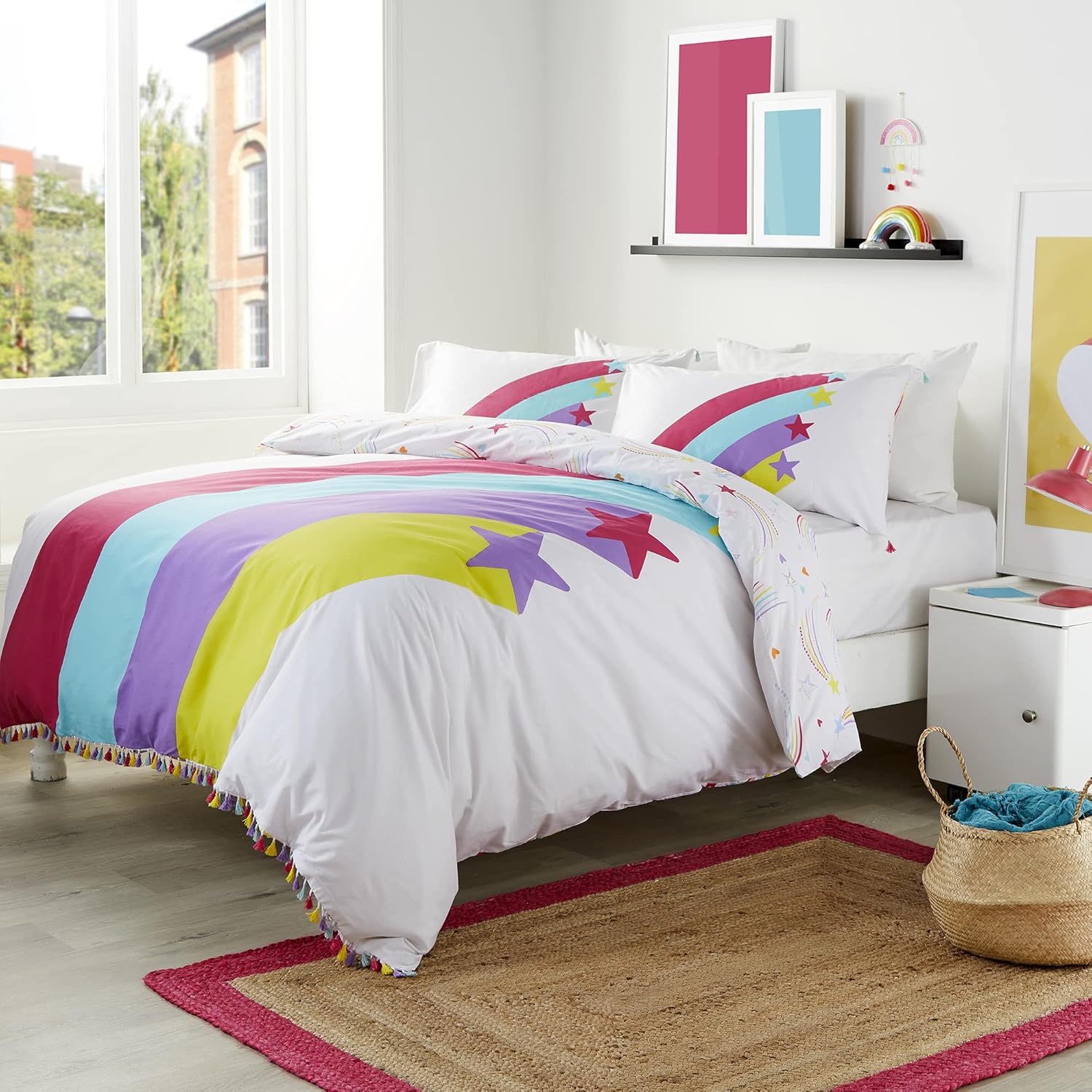 Appletree Kids Rainbow 100 Cotton Duvet Cover Set Double Bed