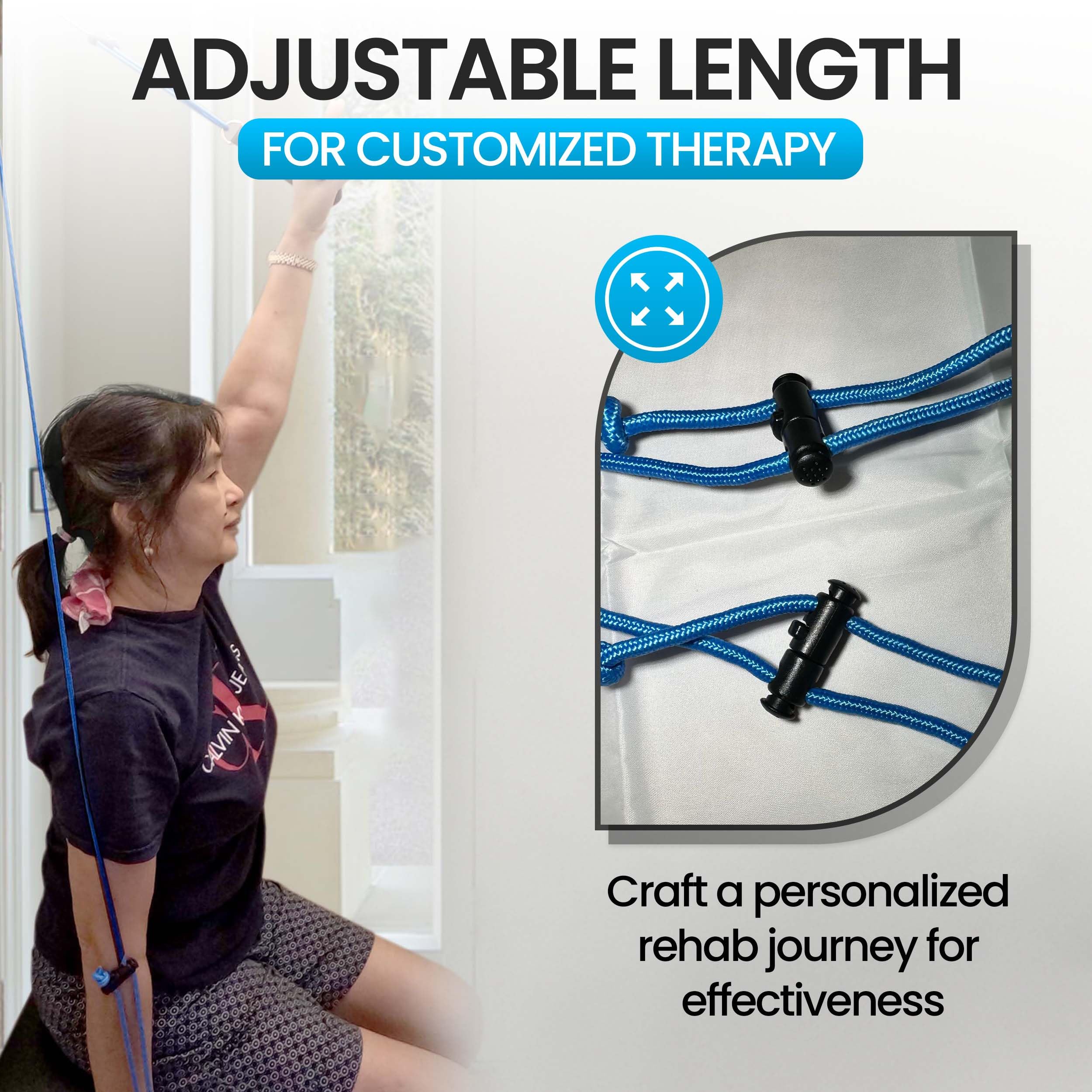 Shoulder Pulley for Physical Therapy - Shoulder Pain Relief | Exercise Equipment for Home Workouts | Pulleys for Shoulder Rehab Over Door|Foam Handles w/Fastening Tape|Rotator Cuff, Stroke & Arthritis — Amazon image 6