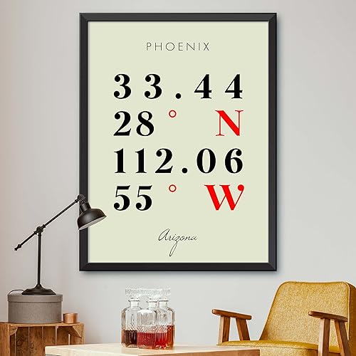 Miniatura 1 de Mapa de Phoenix, Arizona, Coordenadas Multilíneas de Colores (18x24)