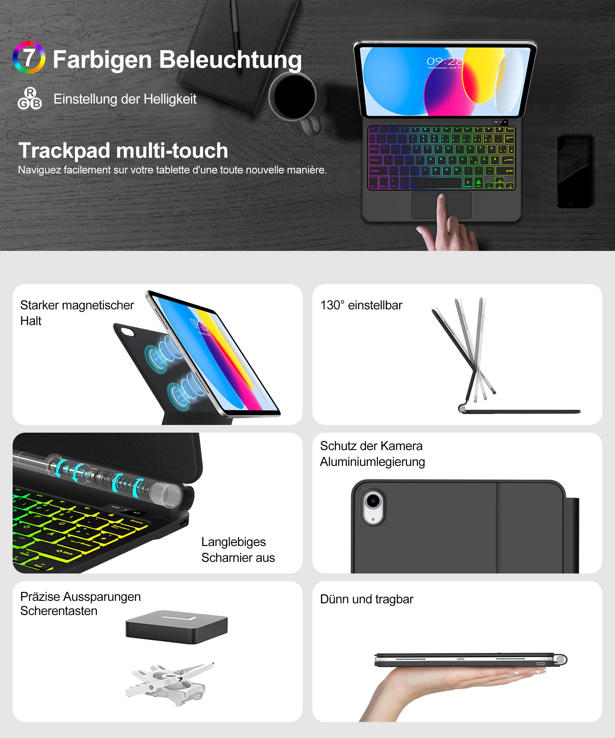 IVEOPPE Magic Keyboard voor iPad 10e generatie & iPad 11 A16 (2025