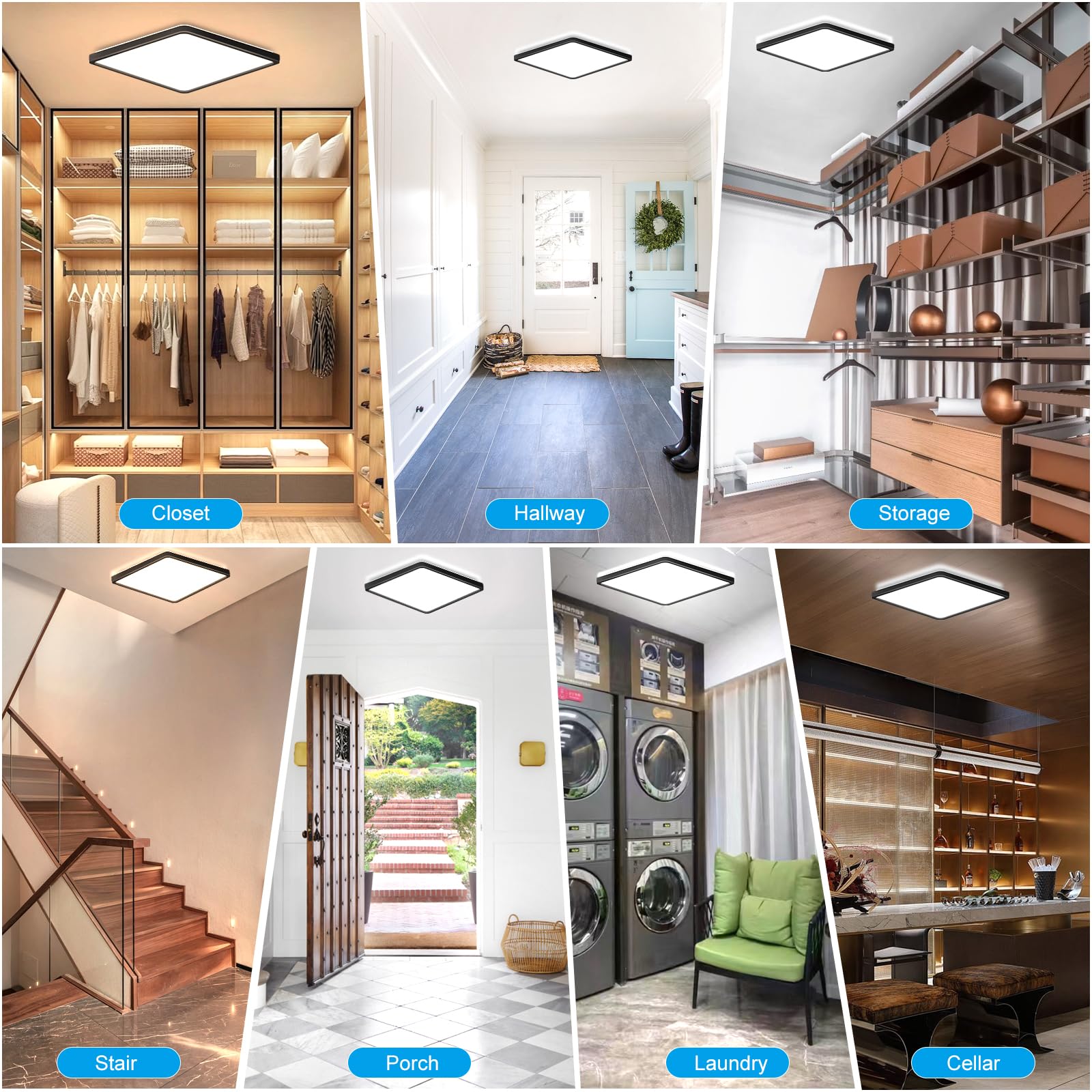 2PCS LEZOE LED Deckenleuchten mit Bewegungsmelder, 24W 2400LM Radar Sensor LED Deckenlampen Dimmbar Fernbedienung, 3000K/4000K/6500K Sensorlampe Für Bad, Treppen, Keller, Flur, Diele 30*2.5CM Schwarz