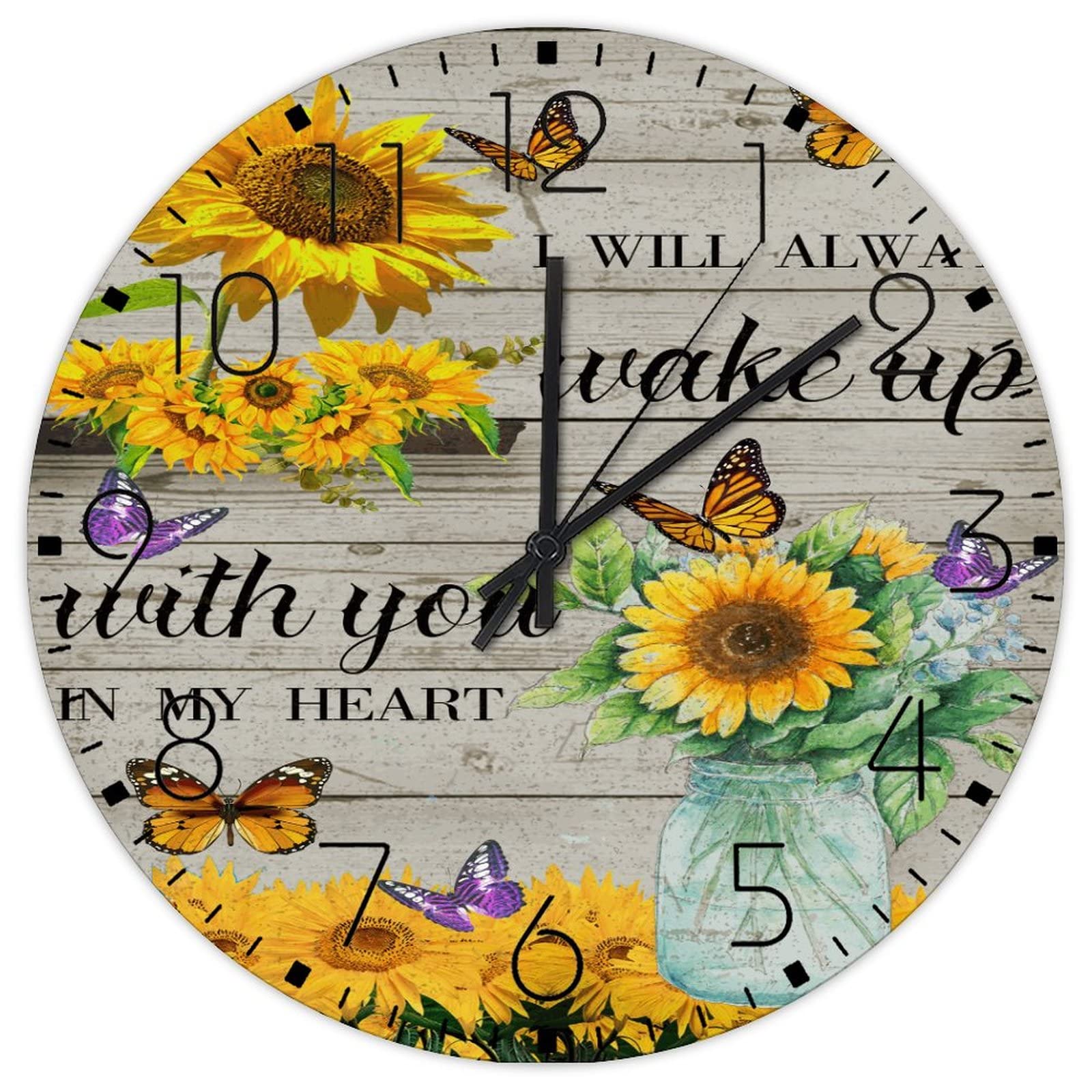 Horloge murale en bois sans tic-tac pour chambre à coucher zen et calme