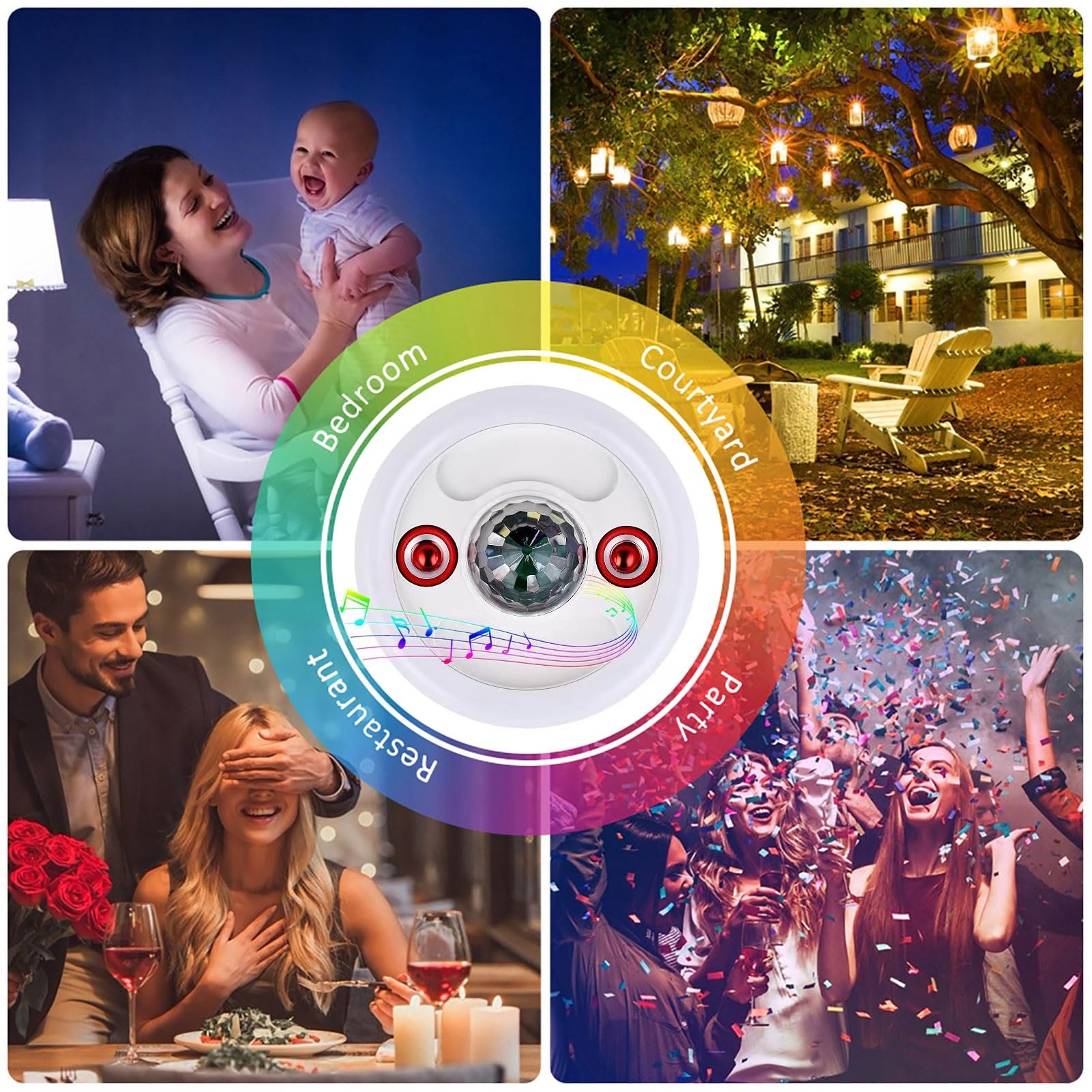 Wciągające 48 W E27 RGB Bluetooth Music Light z pilotem - Głośnik Bluetooth ze światłami odmieni pokój Twojego dziecka i kino domowe