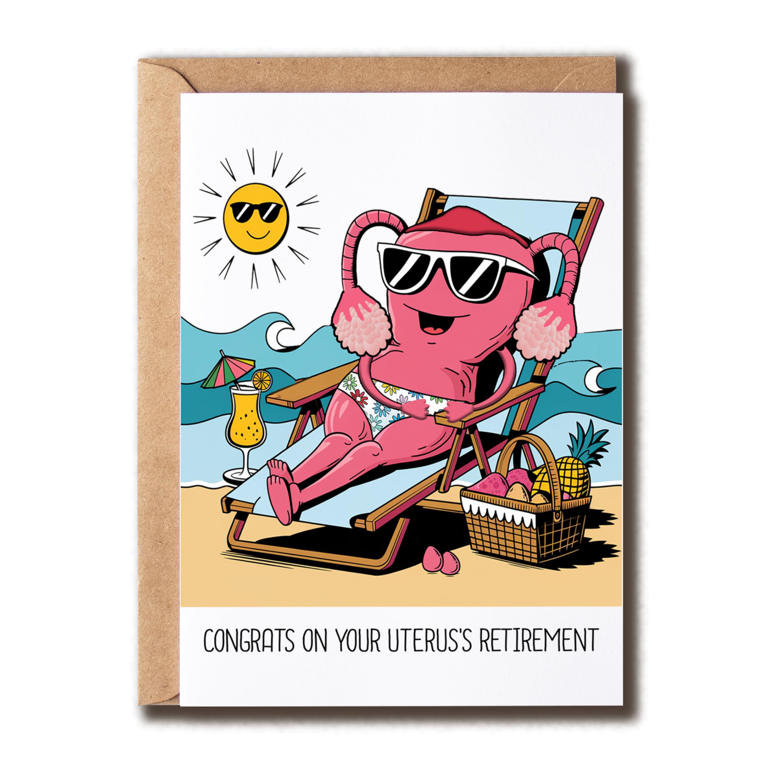 Congrats On Your Uterus's Retirement Card - Funny Card For Her - Hysterectomy Card - Get Well Soon Card - Humor Menopause Card - Uterus Card