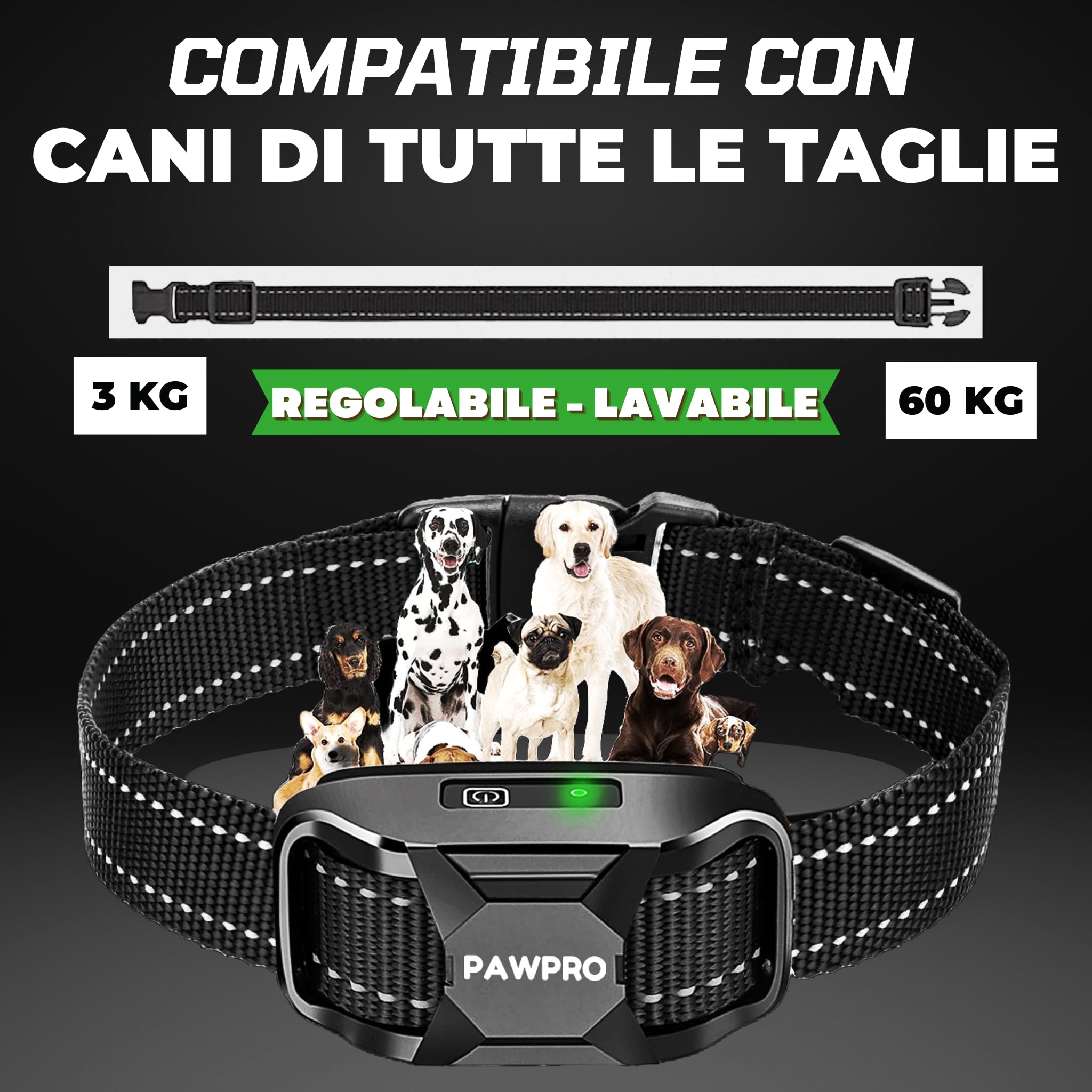 PAWPRO Collare da Addestramento per Cani | Portata XXL di 3000 m | Conforme Nuova Legge Benessere Animali 2024 | 3 moda Beep, Vibrazione, Boost Vibrazione | Per cani di Tutte le Taglie | Manuale IT