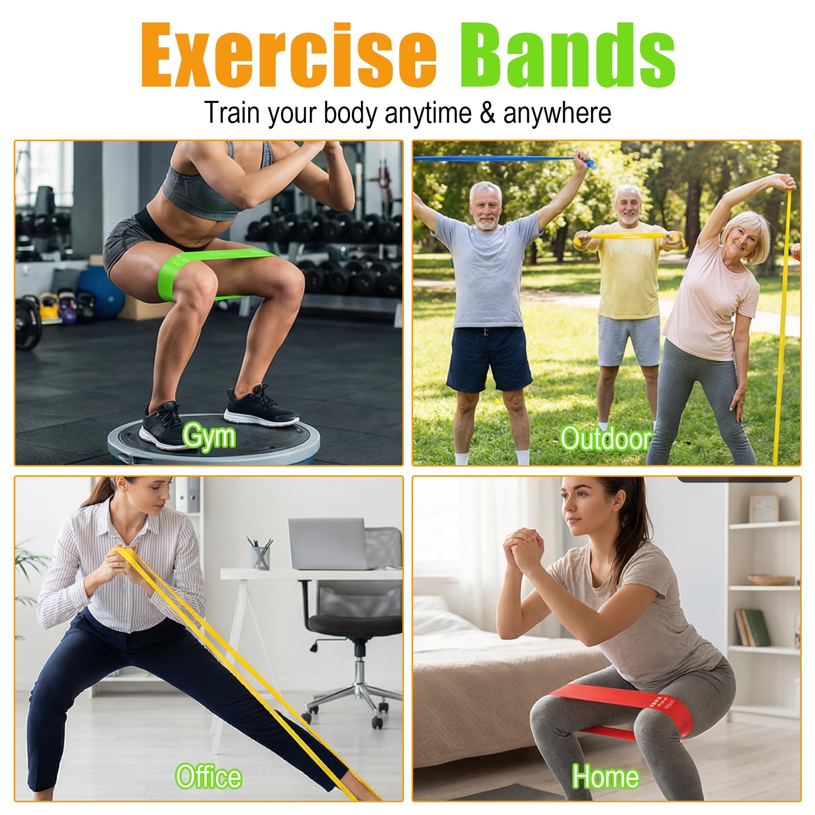 20 bandas de resistencia, diferentes niveles de resistencia, bandas de ejercicio para mujeres y hombres, estiramiento, entrenamiento, equipo de gimnasio en casa para pilates, yoga, terapia