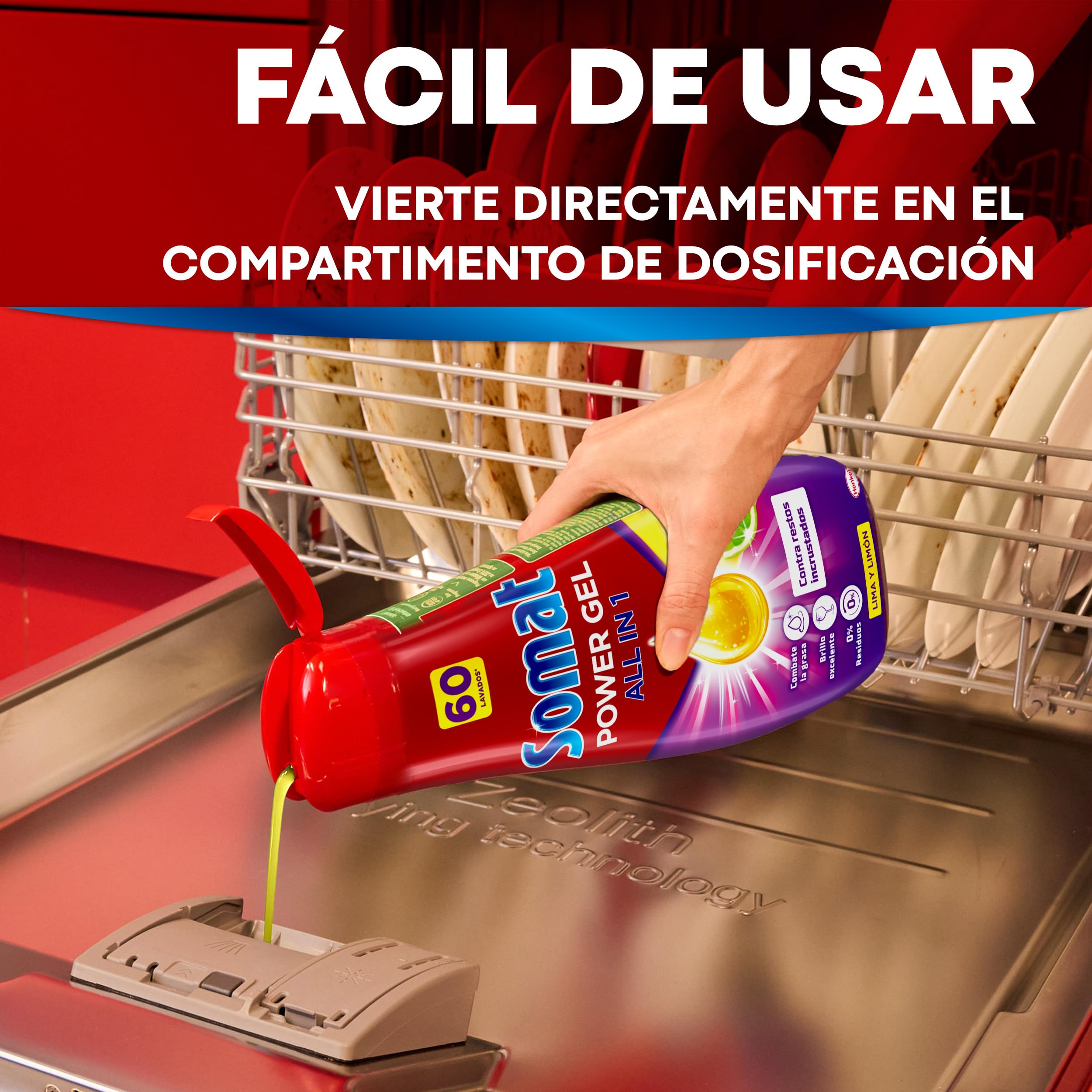 Somat Power Gel Todo en 1 para Lavavajillas Lima Limón (240 Lavados), Detergente para Lavavajillas con Limpieza Potente, Para una Vajilla Perfectamente Limpia Incluso en Programas Eco y Ciclos Cortos