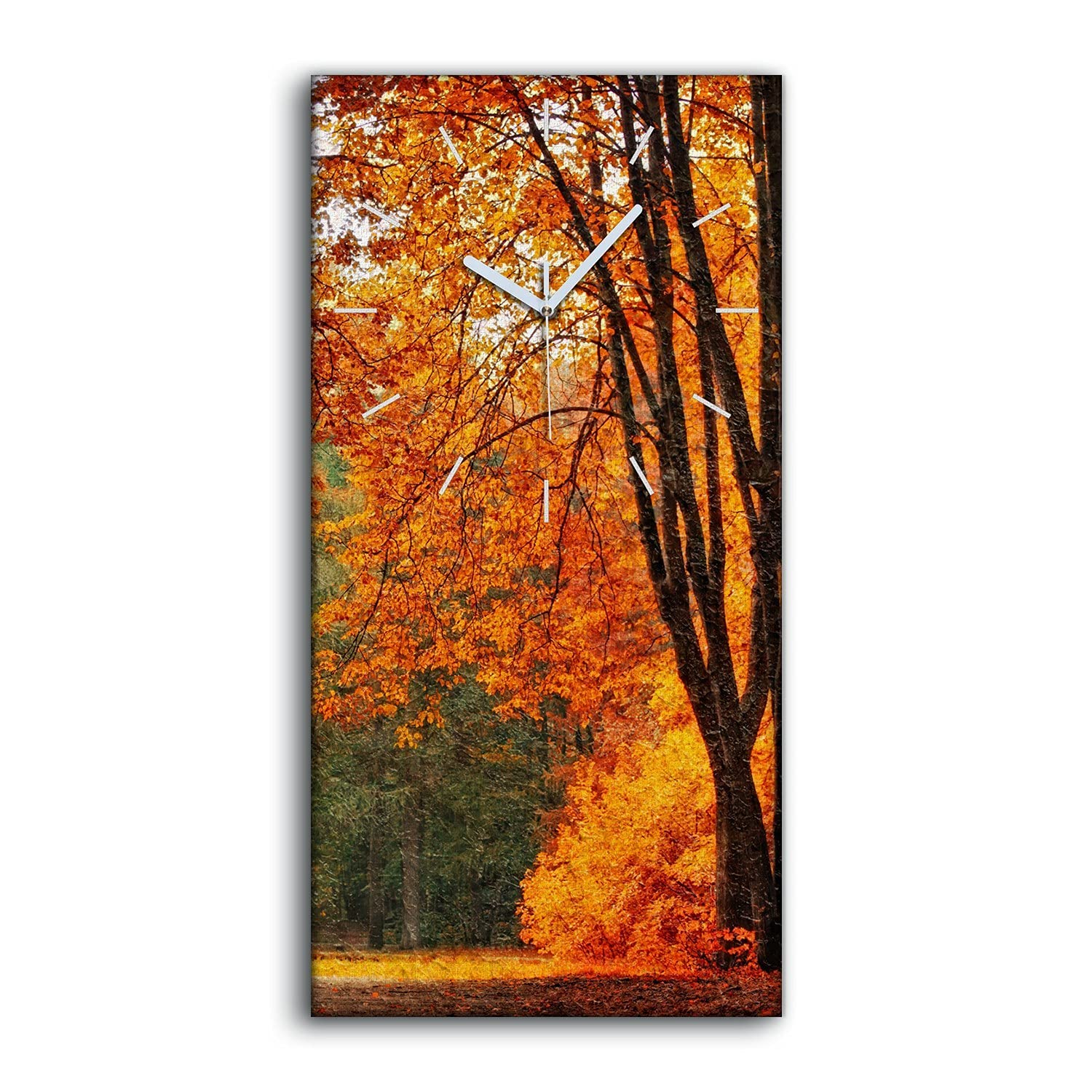 Horloge sur Toile décoration murale salon chambre arbres automne 30x60
