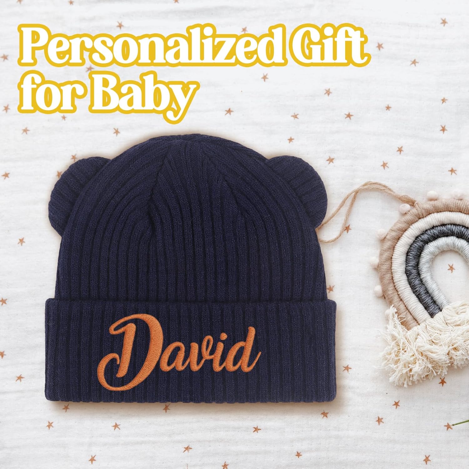 Personalized Baby Hat for Boys Girls Custom Name Newborn Beanies 0-12 Months Preemie Infant Gift Knit Winter Hats - Image 6