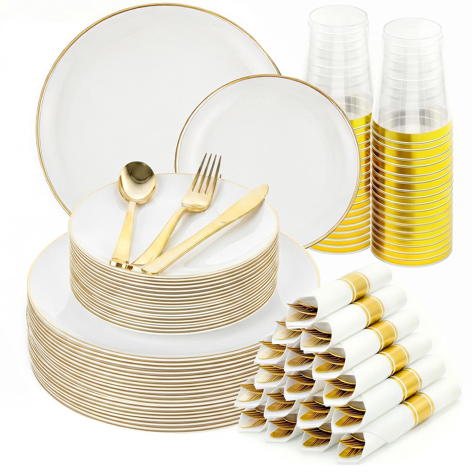 Black Gold Dinnerware Set - 25 Guest Party Plates -9