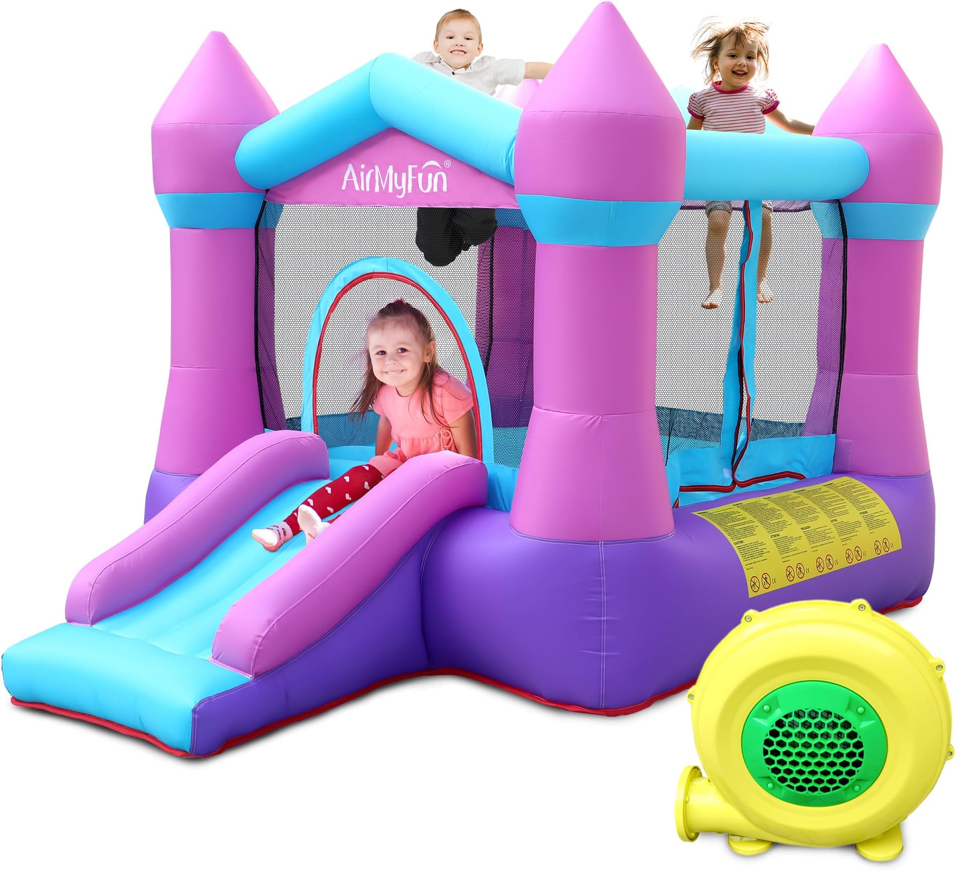 Pink Inflatable Toddler Bounce House with Blower, Indoor/Outdoor Jumping Castle for Kids 3-8, Inflatable Bouncy House with Slide, 82011B