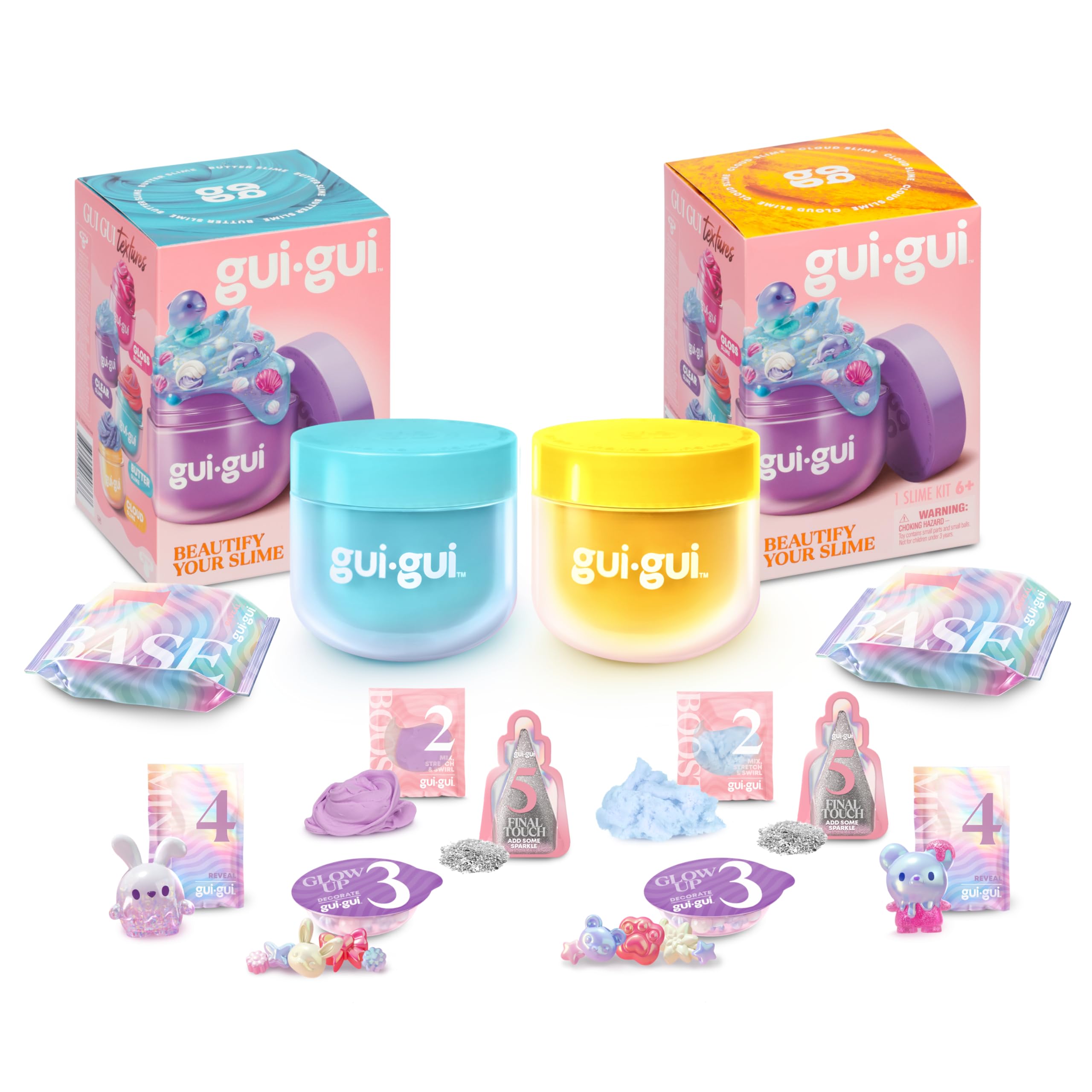Gui GuiScented Slime 2-Pack Bundle, Butter & Cloud, 5 Step DIY Process to Customize Your Ultimate Slime Glow-Up, Resealable and Reusable Container, ASMR Experience