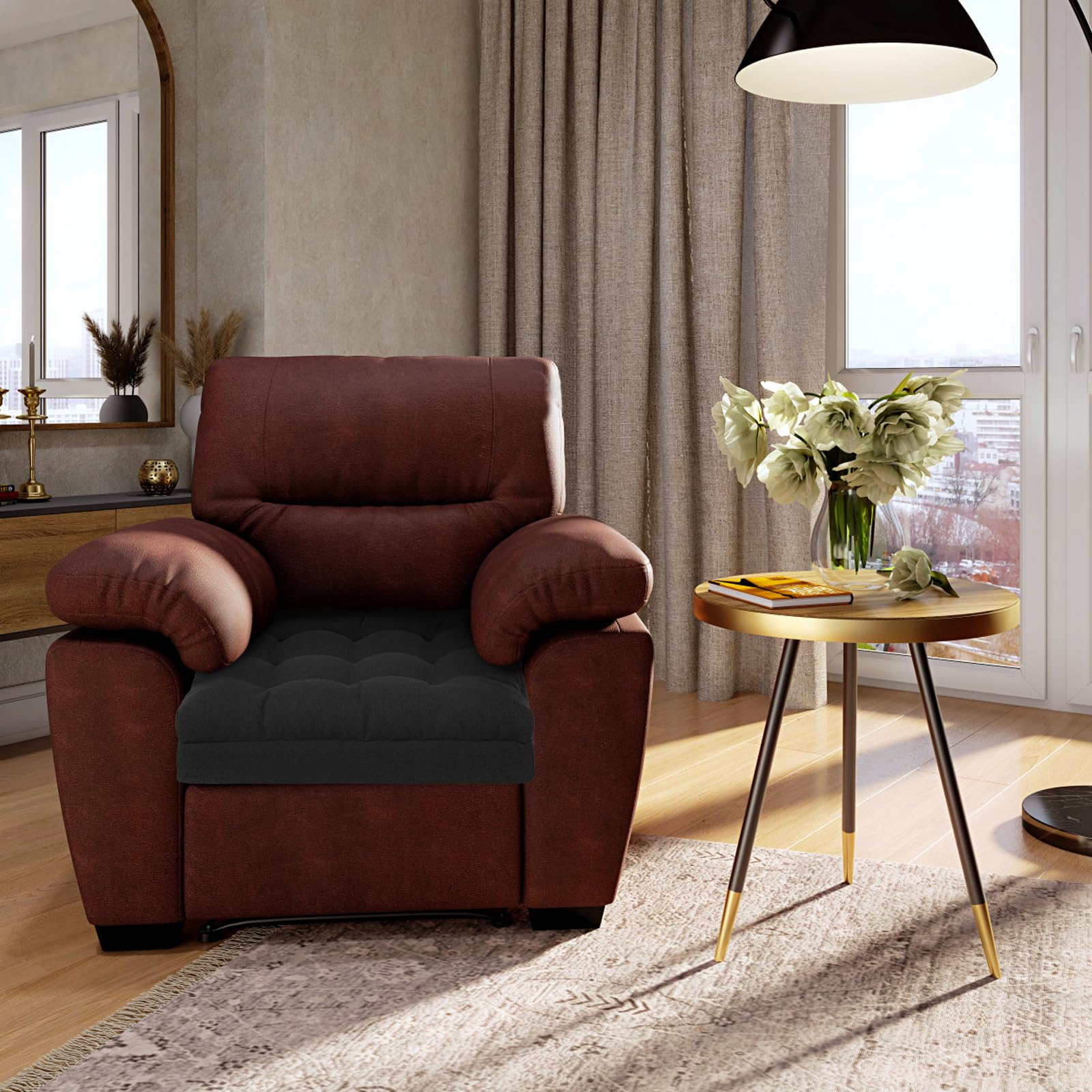 GOFORIT Coussin d'assise avec coussin de dossier, rehausseur de siège pour personnes âgées, double couche en mousse à mémoire de forme, coussin lombaire ergonomique pour fauteuil, canapé, chaise