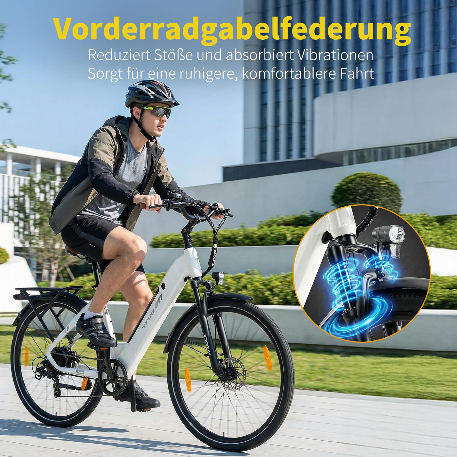 ttgo 28 Zoll E-Bike für Damen Herren, Trekking Ebike 36V 20Ah Akku Drehmomentsensor, 250W Motor 25 km/h 7-Gang, 80–120 km Reichweite, Hydraulische Scheibenbremsen, LCD Display, C3 PRO