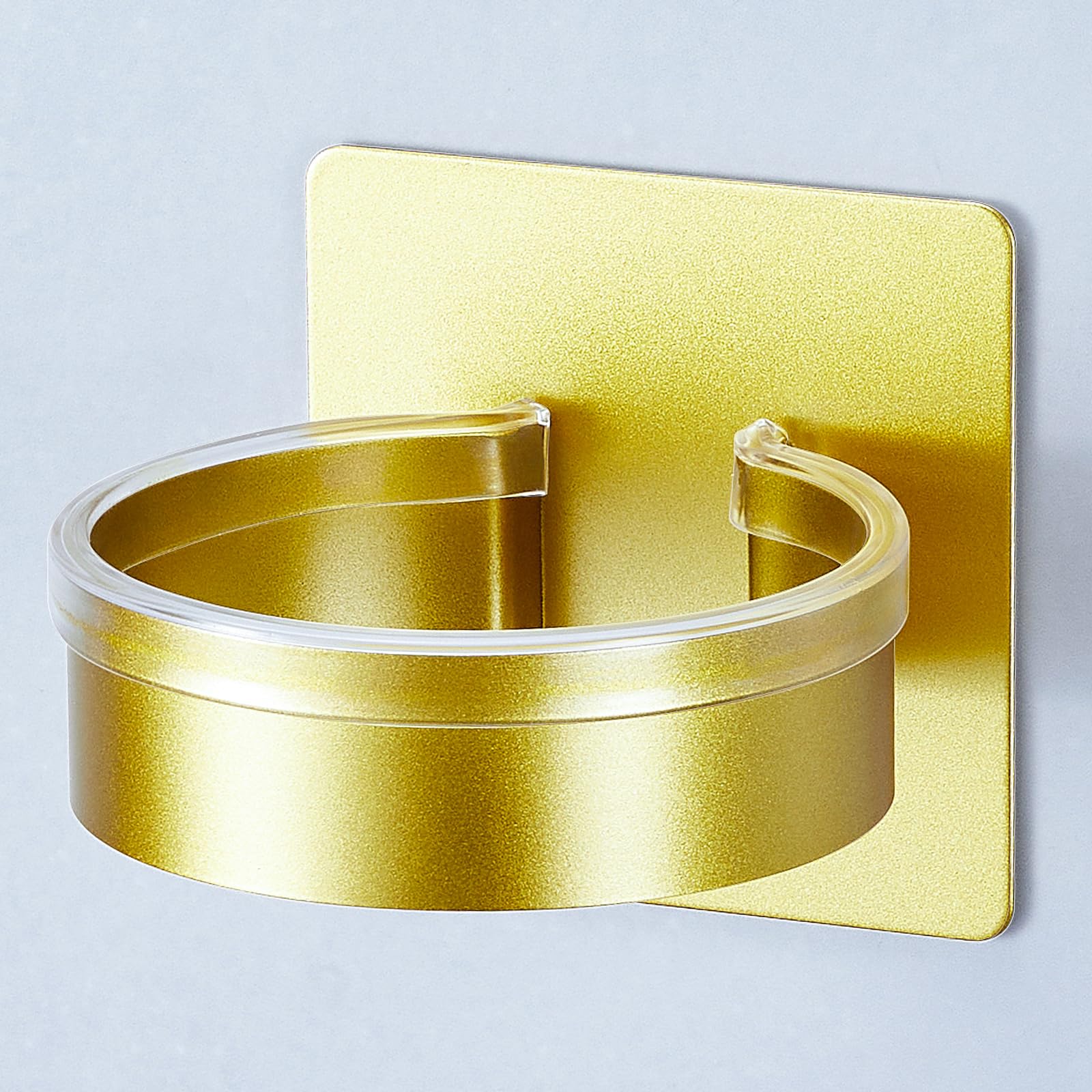 YYBO Fönhalter Ohne Bohren, Föhn Halterung, Fönhalterung Föhnhalter Wand, Haartrockner Halterung Föhn Aufbewahrung, Selbstklebend Haartrocknerhalter für Bad Barbershop Hotel (Gold)