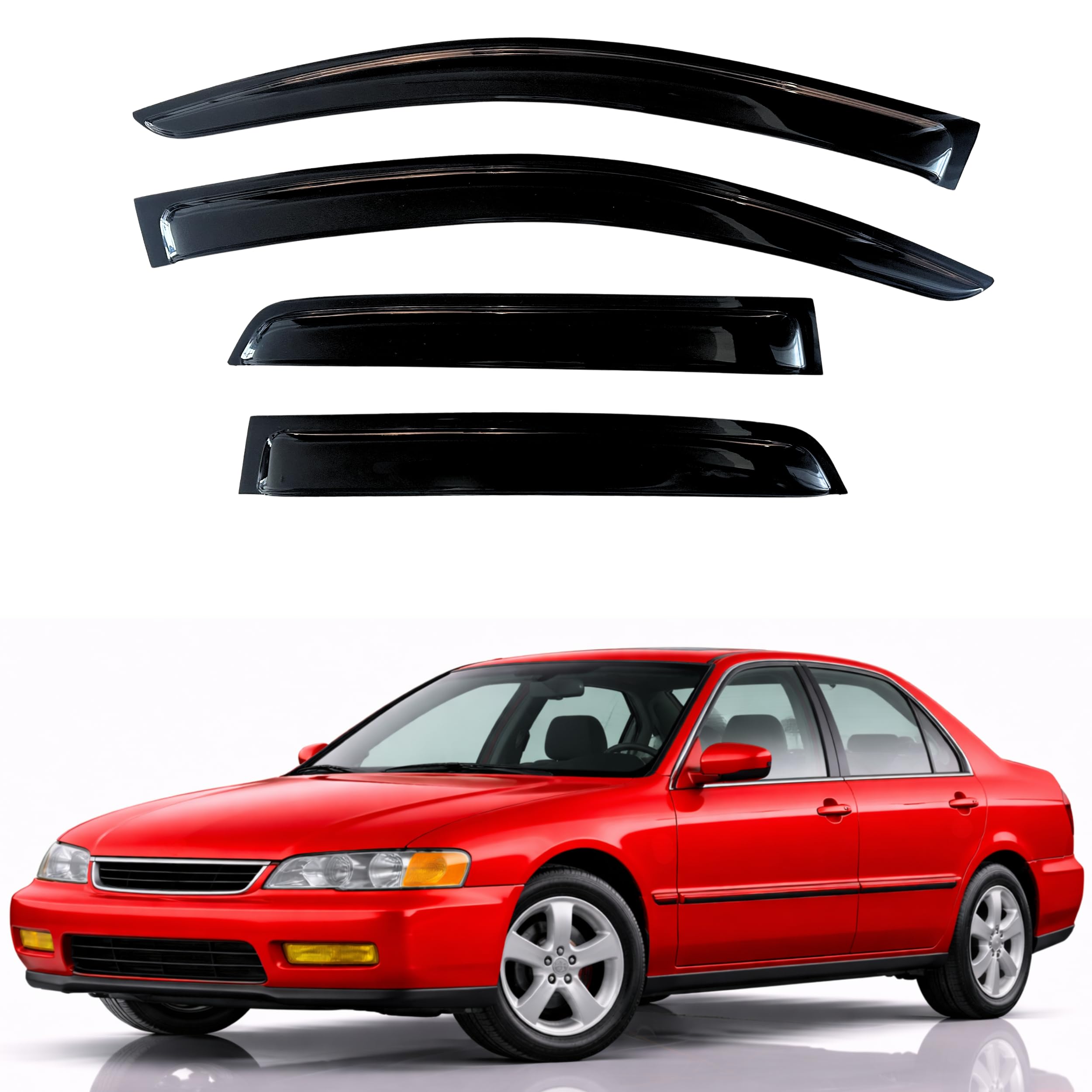 KPY Rain Guards Fit for 1994-1997 Honda Accord Sedan, Out-Channel Window Visors Vent Wind Deflectors 4PC, Car Accessories for 94-97 Accord (Sedan Only)