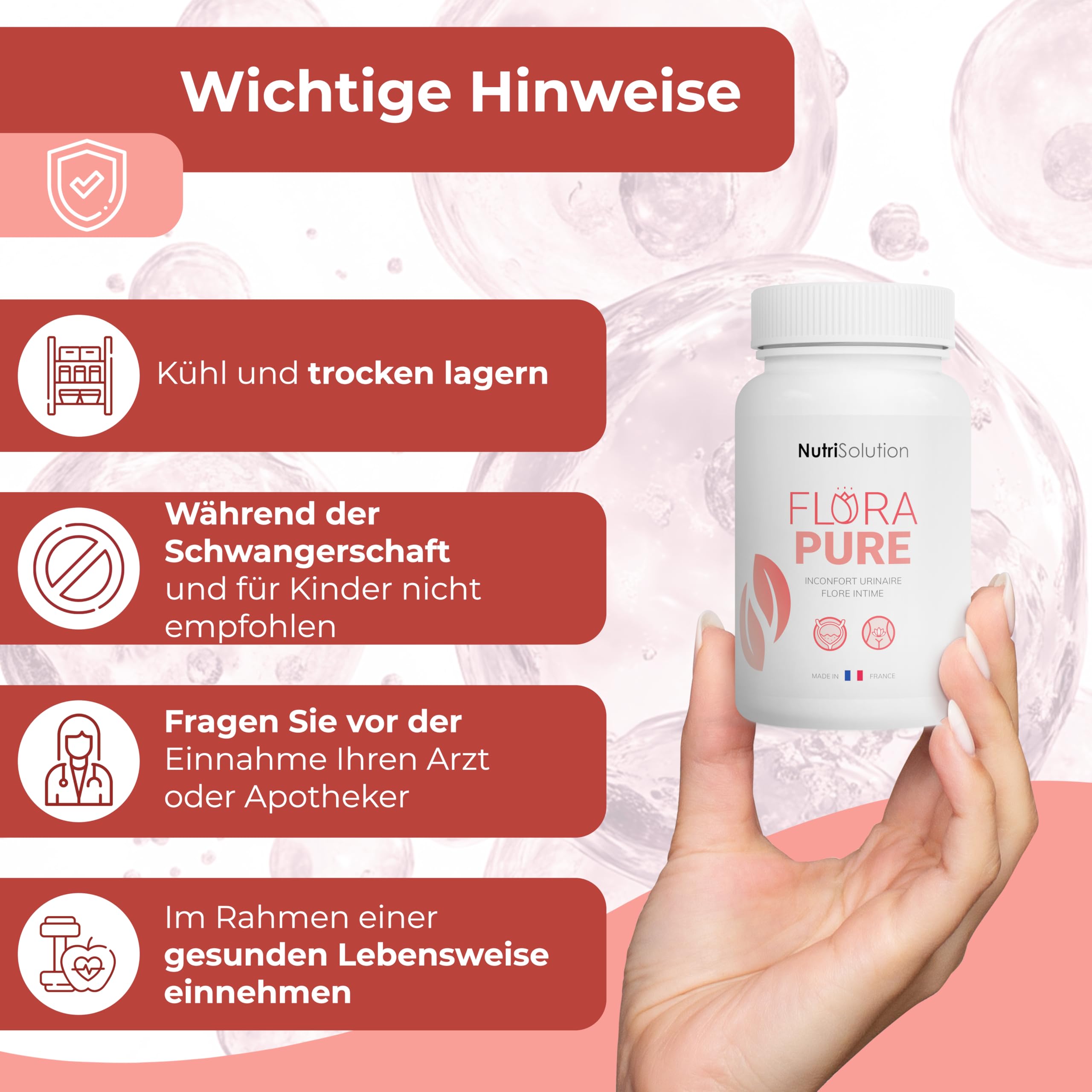 FloraPure von NutriSolution: - Unterstützung der Harnwege – Natürliche Kombination aus Cranberry, D-Mannose und Pilosella – Fördert das Wohlbefinden der Blase und der Harnwege – 60 Kapseln (1)
