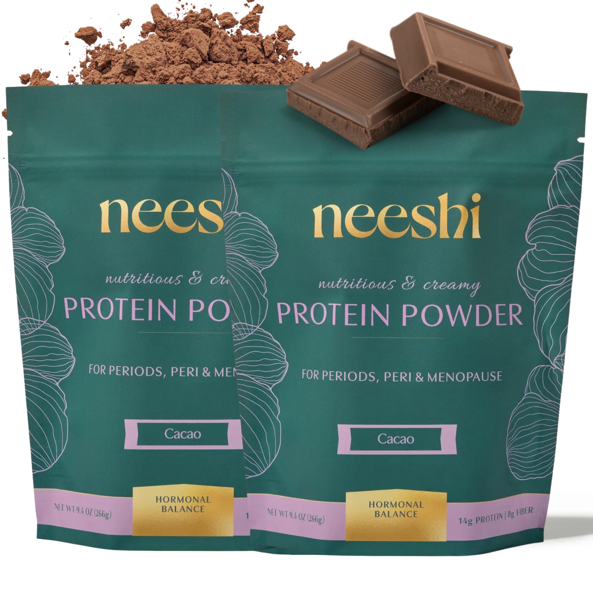 Hormone Balance Protein Powder and Fiber Blend, Cacao, 14 Servings
