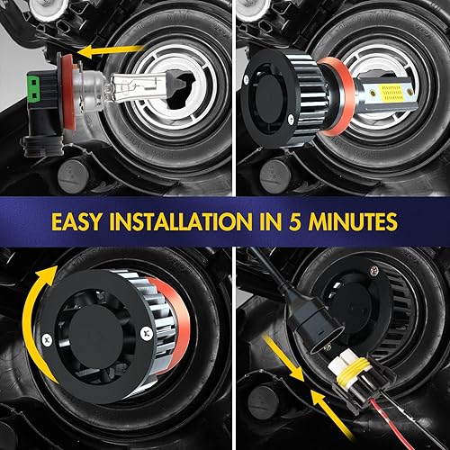 Miniatura 5 de QUAYUB Adecuado para bombillas LED Nissan Altima (2007-2018), haz alto H11+haz bajo H11, 6000K 11000LM más brillante, paquete de 4