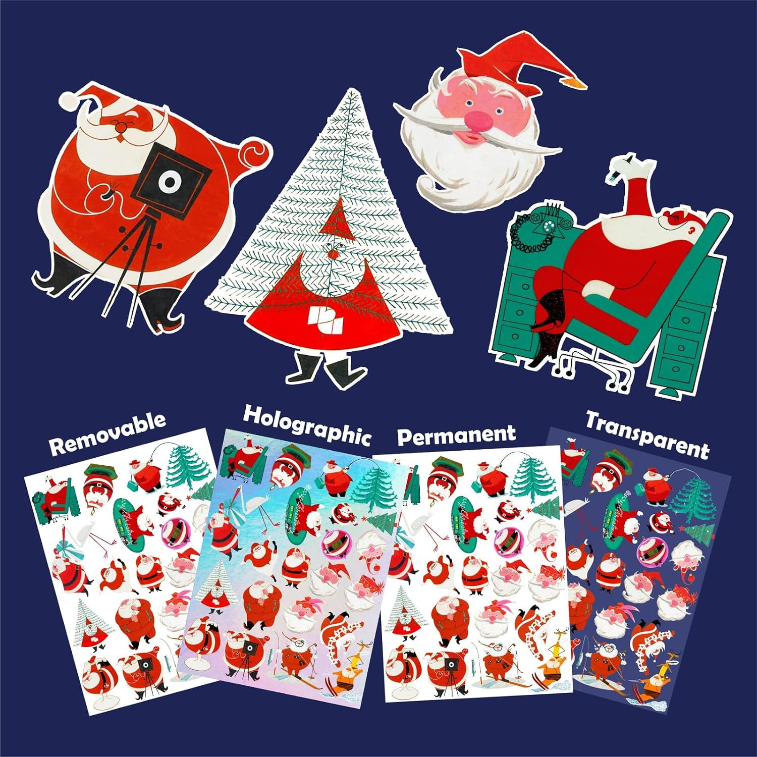 Amazon.com: Stickers Pack (Over 150 Stickers) Stylized Santa Antics ...