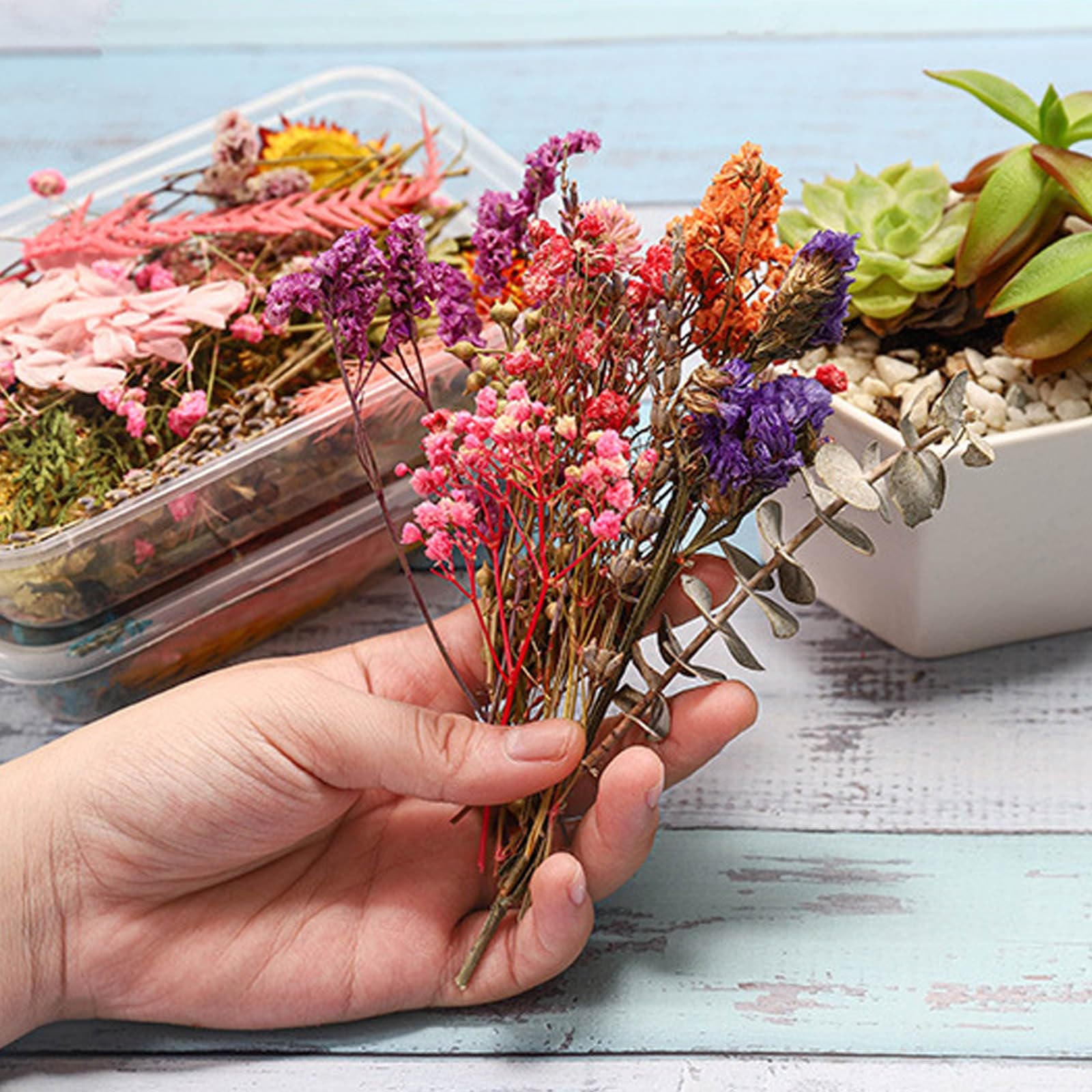 Trockenblumen Set, 9 Box, Getrocknete Blumen zum Basteln, Jahrestag Geschenk für ihn und sie, Geschenke für Frauen, Freundin, Partner, Valentinstag, Hochzeit, Geburtstag, Trocken Blumen Deko (Mix)