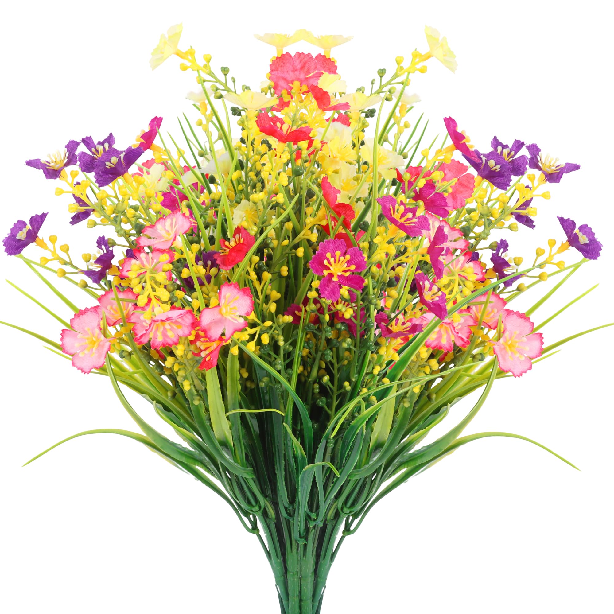 Businey 12 Bundles of 6 Colors Artificial Flowers Outdoor, UV Resistant Fake Flowers, Artificial Flowers Outdoor, UV Resistant Fake Flowers for Indoor Outside, Artificial Plants Garden Porch Window