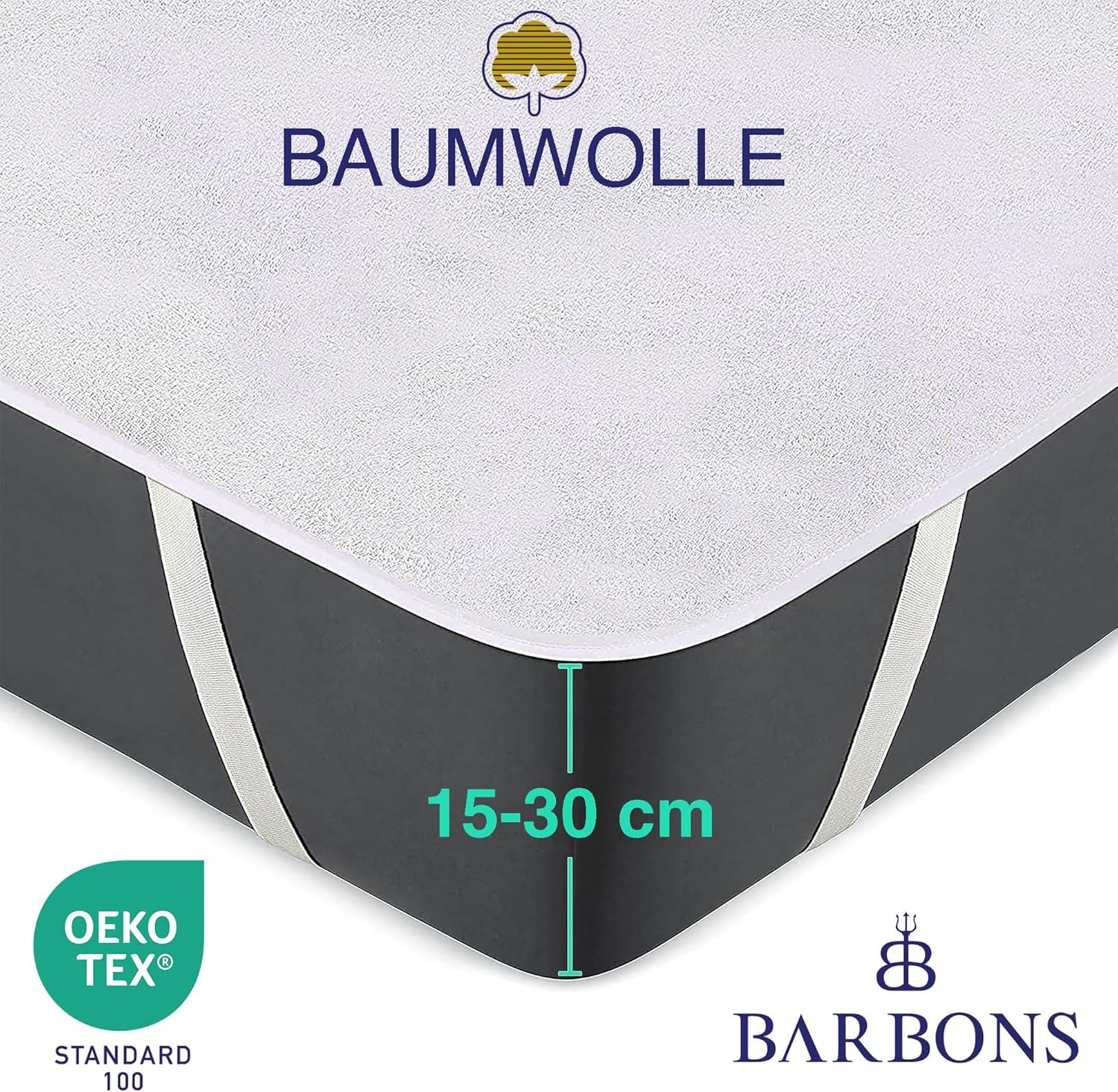 BARBONS Matrasbeschermer 90 x 200 2-delig - Oeko-TEX Gecertificeerd waterdichte matrasbeschermer Incontinentie-onderlegger wasbaar Vochtbescherming Ademend (90 x 200 cm (2-delige set BARBONS Matrasbeschermer 90 x 200 2-delig - Oeko-TEX Gecertificeerd waterdichte matrasbeschermer Incontinentie-onderlegger wasbaar Vochtbescherming Ademend (90 x 200 cm (2-delige set