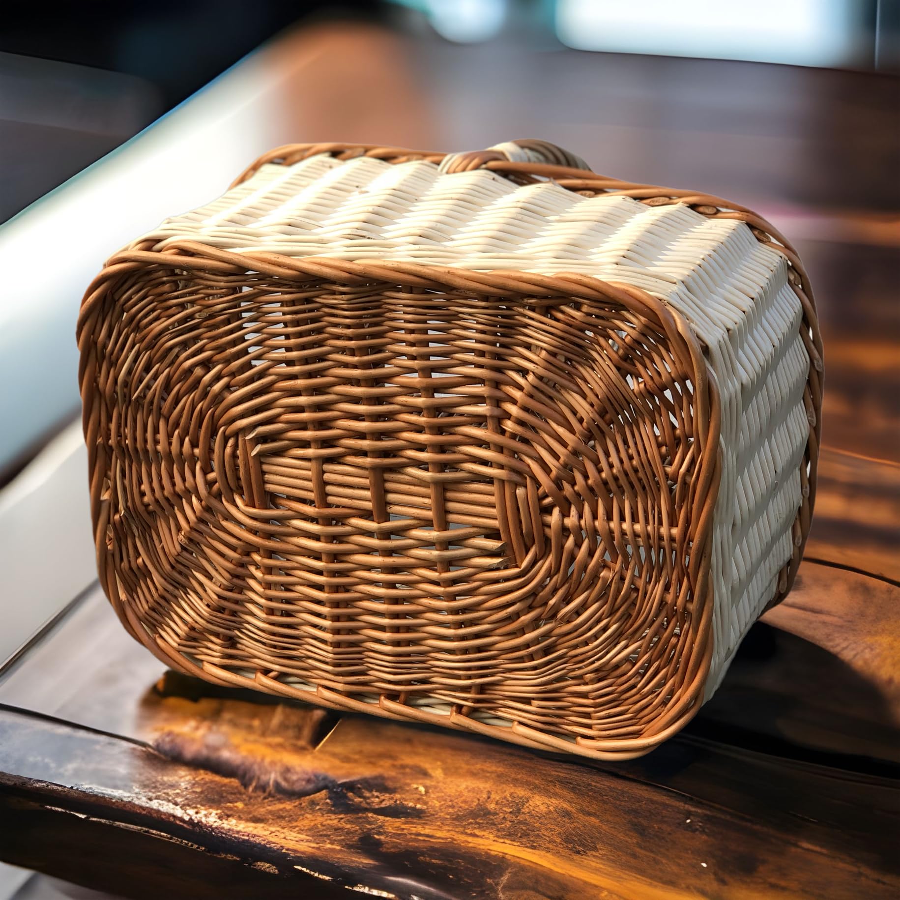 Cestino In Vimini Portabottiglie Per 6 Bottiglie - Fatto A Mano, Decorativo, 40x30x30 Cm