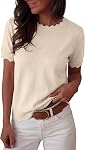 ANRABESS Womens Short Sleeve Sweater Summer Sweaters Top Dressy Scalloped Loose Business Casual Vacation Outfits 2026