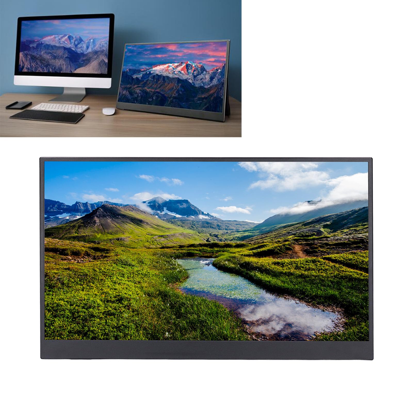 Denash Ekran Dotykowy IPS o Przekątnej 15,6 Cala, Ekran Dotykowy Full HD 1080 P z Wieloma Trybami Wyświetlania, do Laptopa, Komputera, Smartfona, Konsoli do Gier