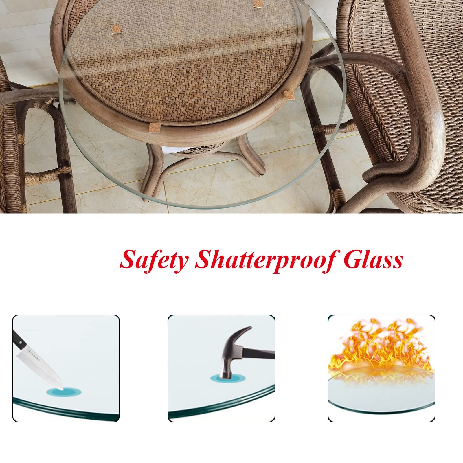 Piano Vetro Temperato Relaxdays Ø80 Cm - 8 Mm Spessore Per Tavoli O Camini - Foto 9