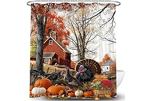 Festive Thanksgiving Shower Curtain Adorned with Rustic Autumn Charm: A Thanksgiving Day Essential
