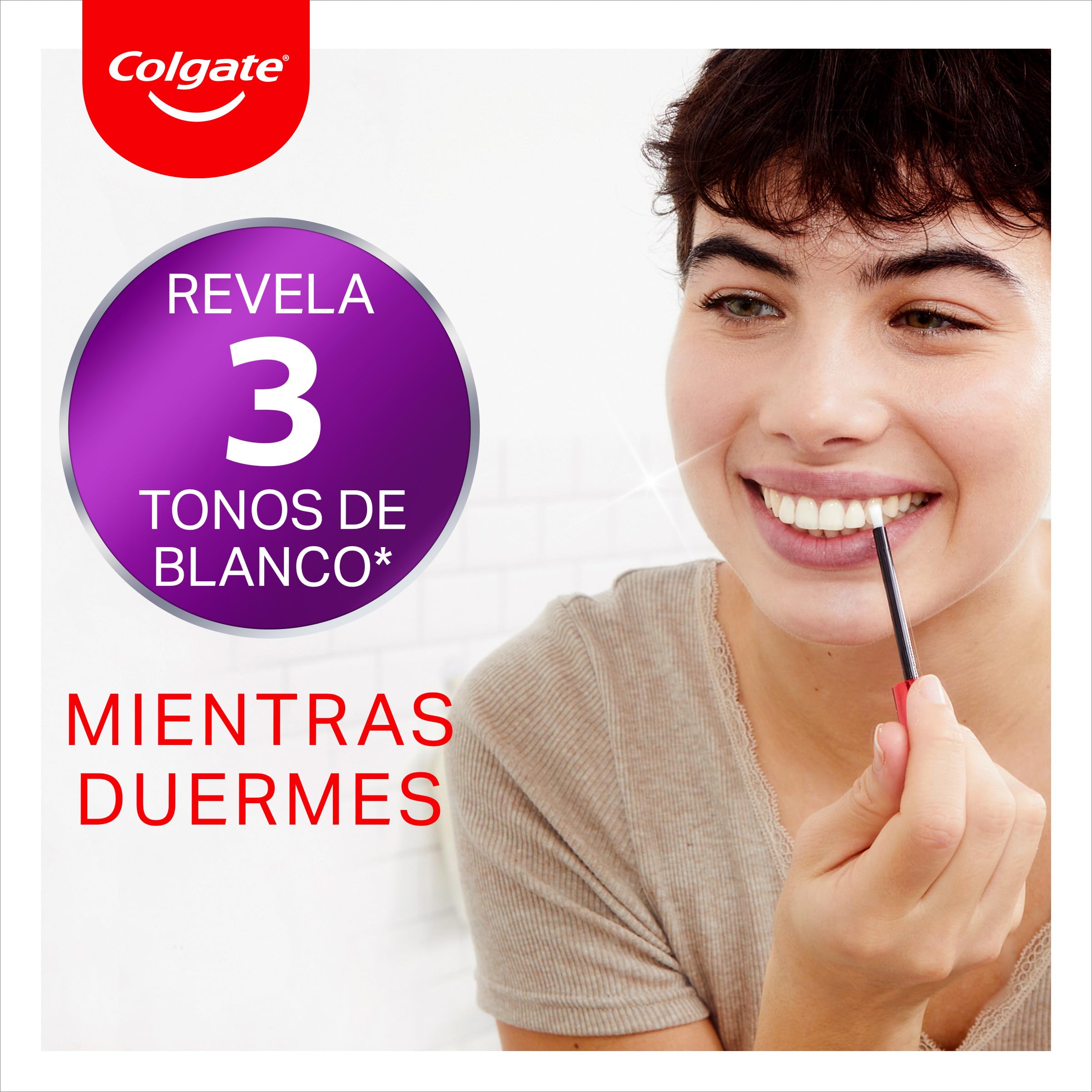 Colgate Max White Sérum Blanqueador Nocturno (2,5ml) | Blanqueador de Dientes en Casa | Revela 3 Tonos de Blanco* mientras Duermes | Aplicador Nuevo y Mejorado | Seguro para el Esmalte