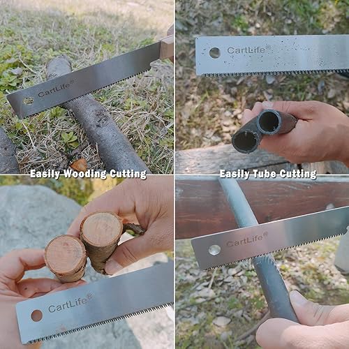 Miniatura 3 de Sierra de mano pequeña, corte japonés para carpintería al ras con mango de madera, hoja flexible, herramienta de sierra de tracción 17TPI para