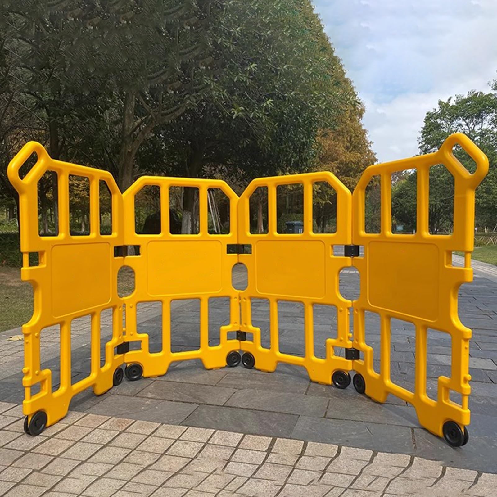 Barrière de gestion du trafic mobile à roulettes pour chantiers et parkings
